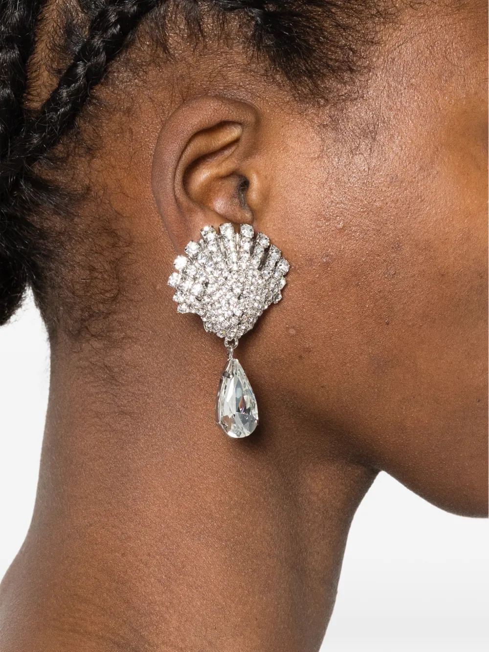  Alessandra Rich Shell Drop Earrings - Silver 
