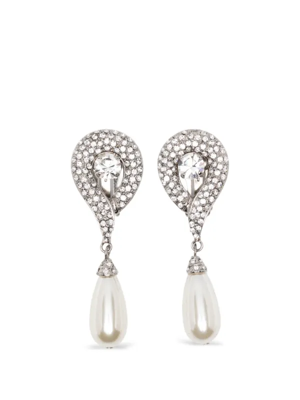 Alessandra Rich Faux-pearl Earrings in Silver