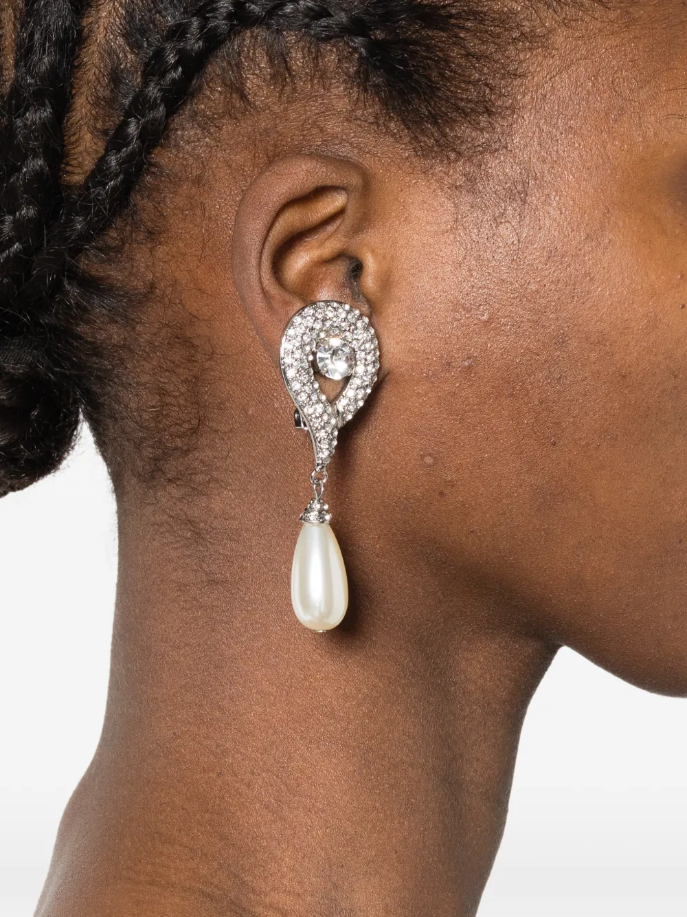  Alessandra Rich Pendientes Con Perlas Artificiales - Plateado 