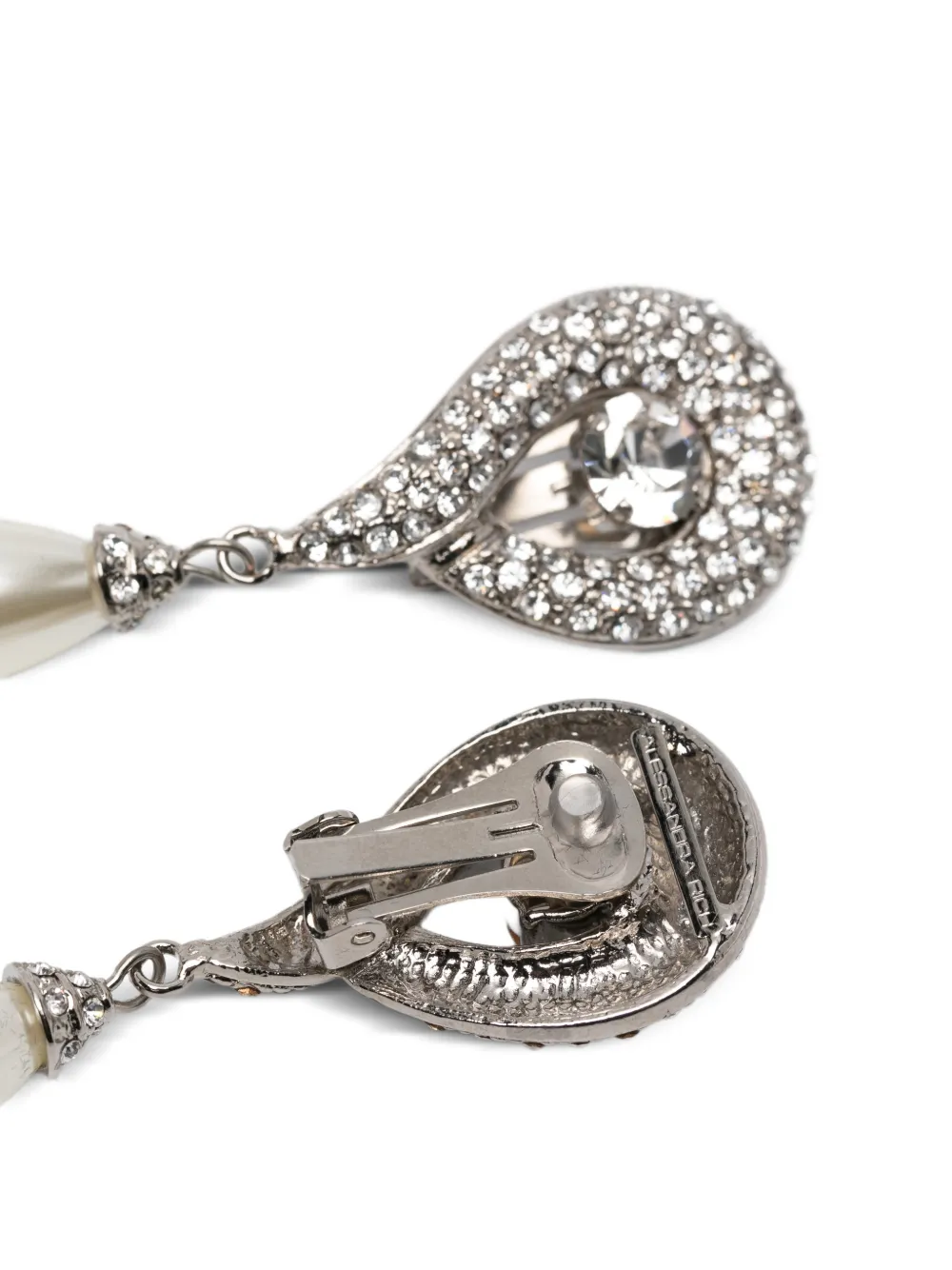  Alessandra Rich Pendientes Con Perlas Artificiales - Plateado 