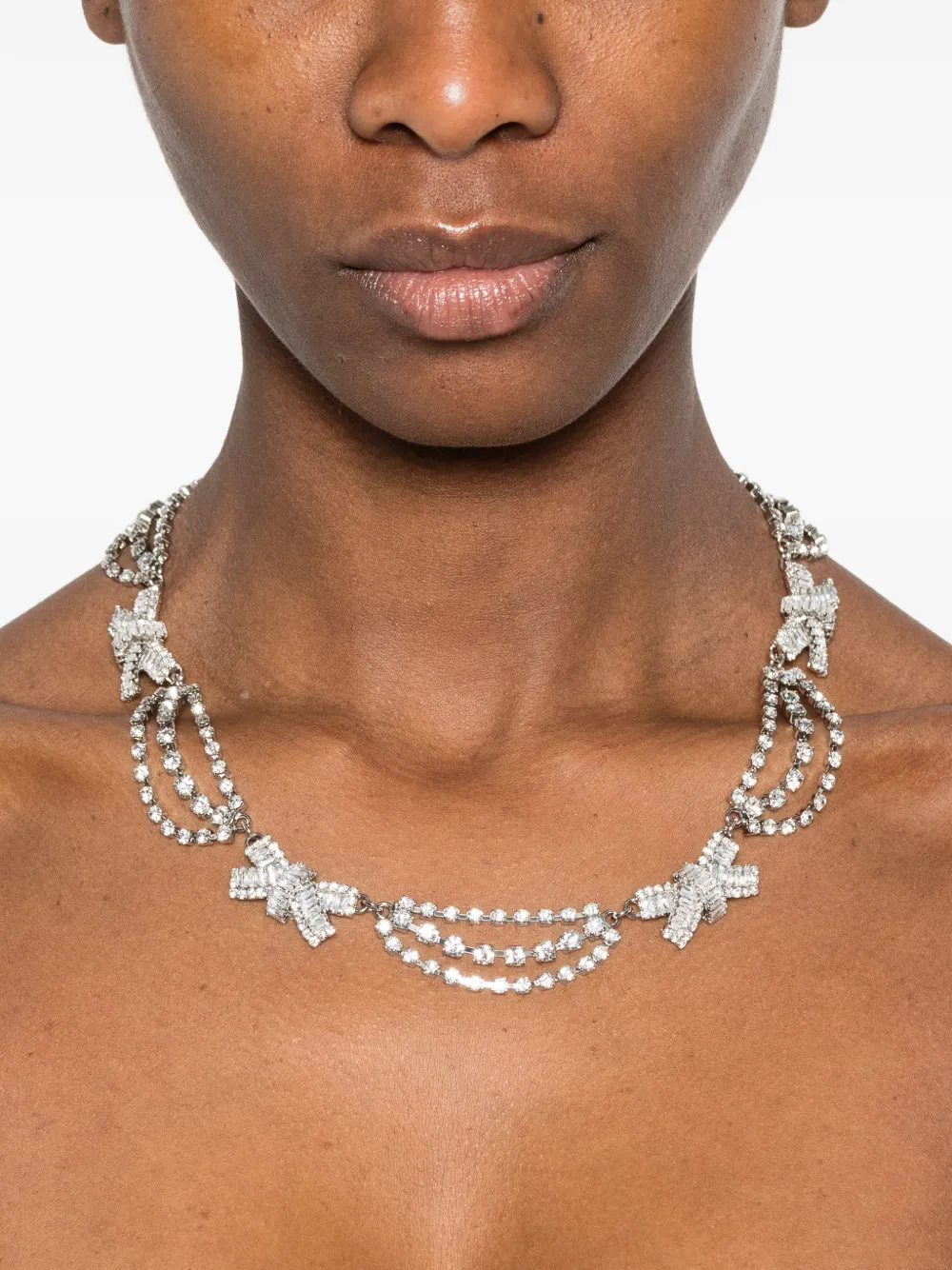 Alessandra Rich bow-embellished necklace - Zilver