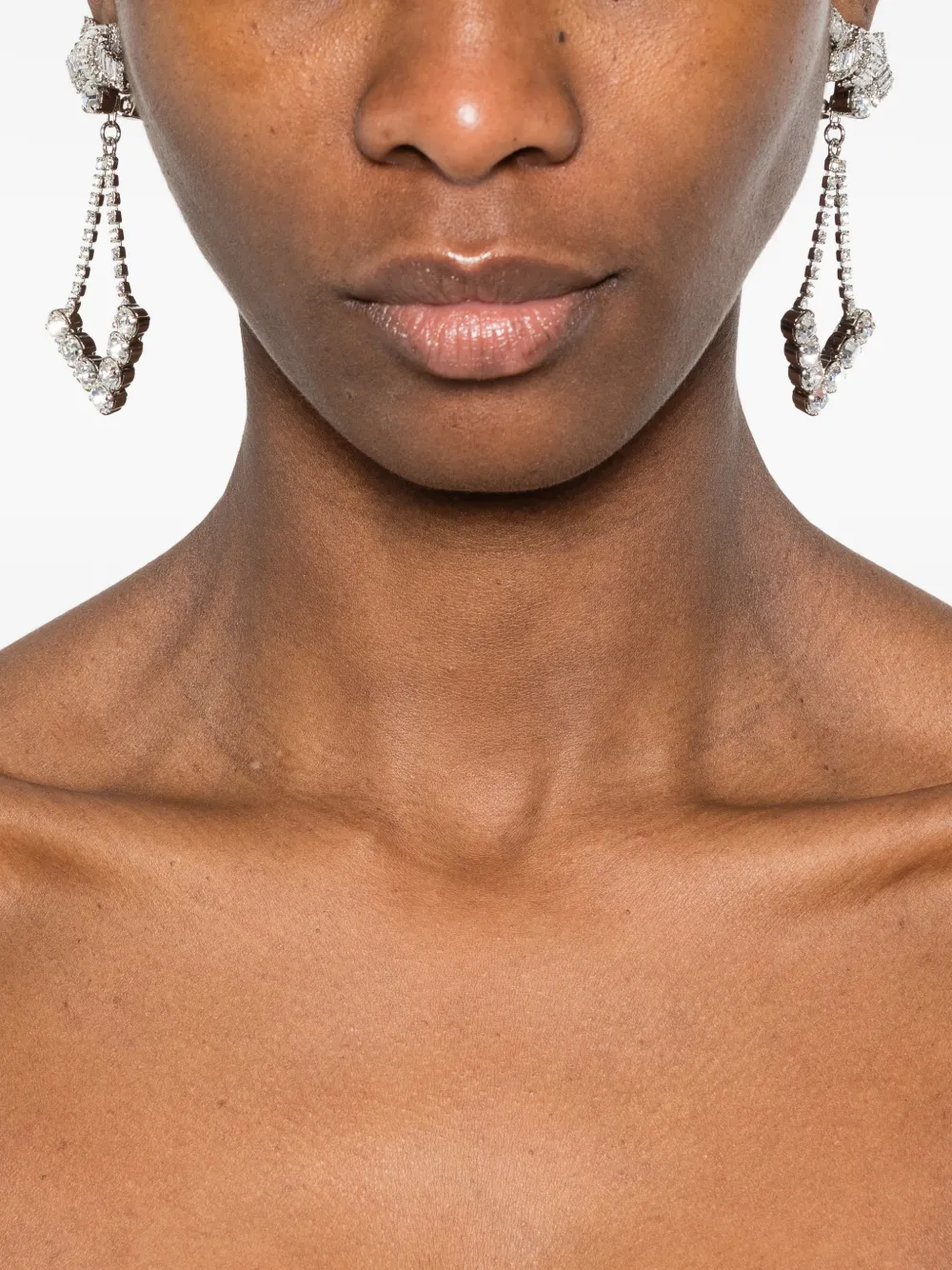 Alessandra Rich bow-pendant earrings - Zilver