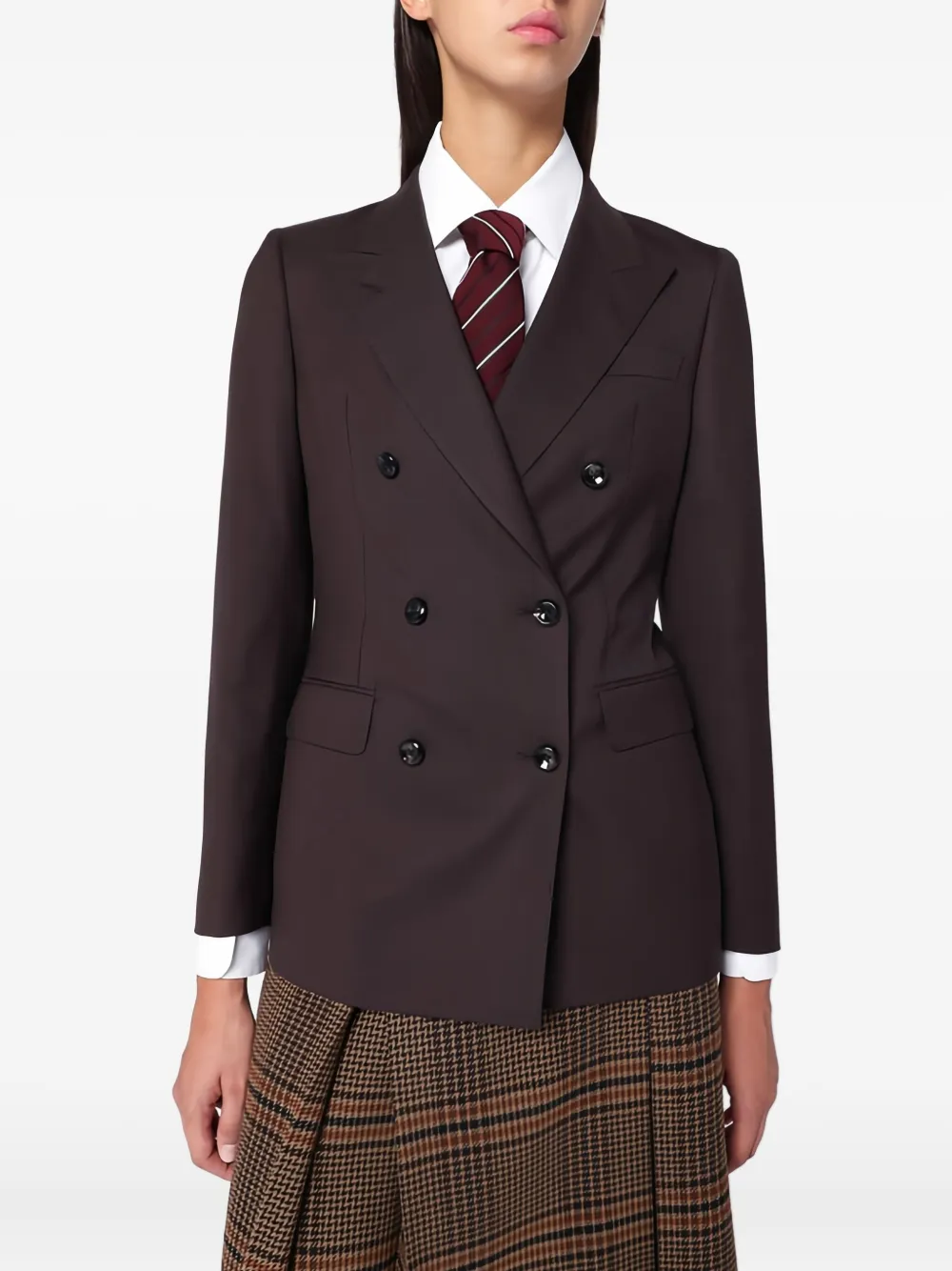 Tagliatore Wool Blend Double Breasted Jacket In Brown