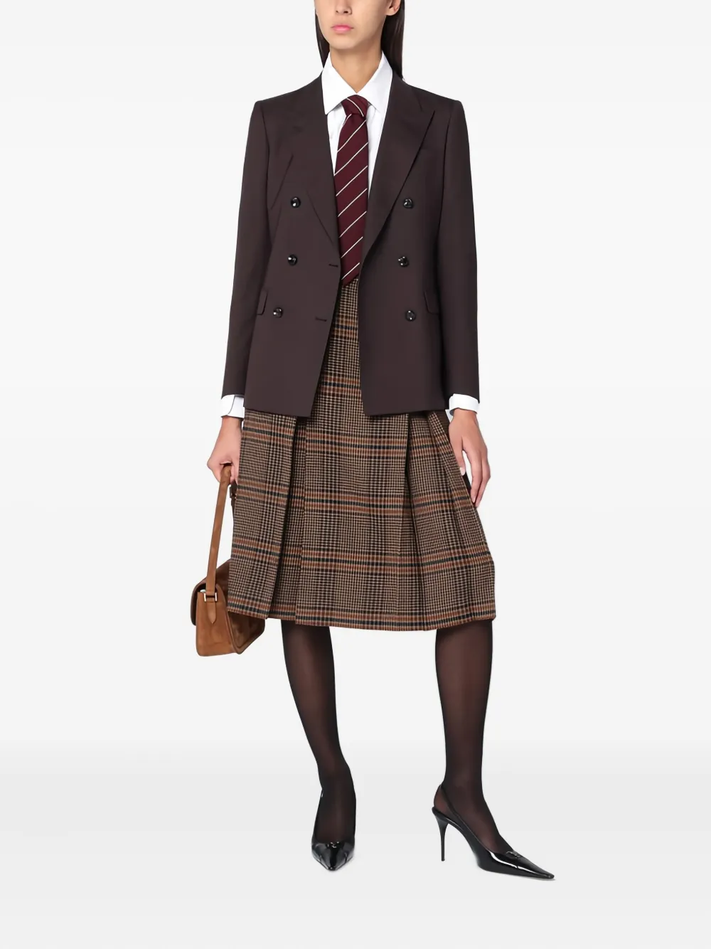 Tagliatore Wool Blend Double Breasted Jacket In Brown