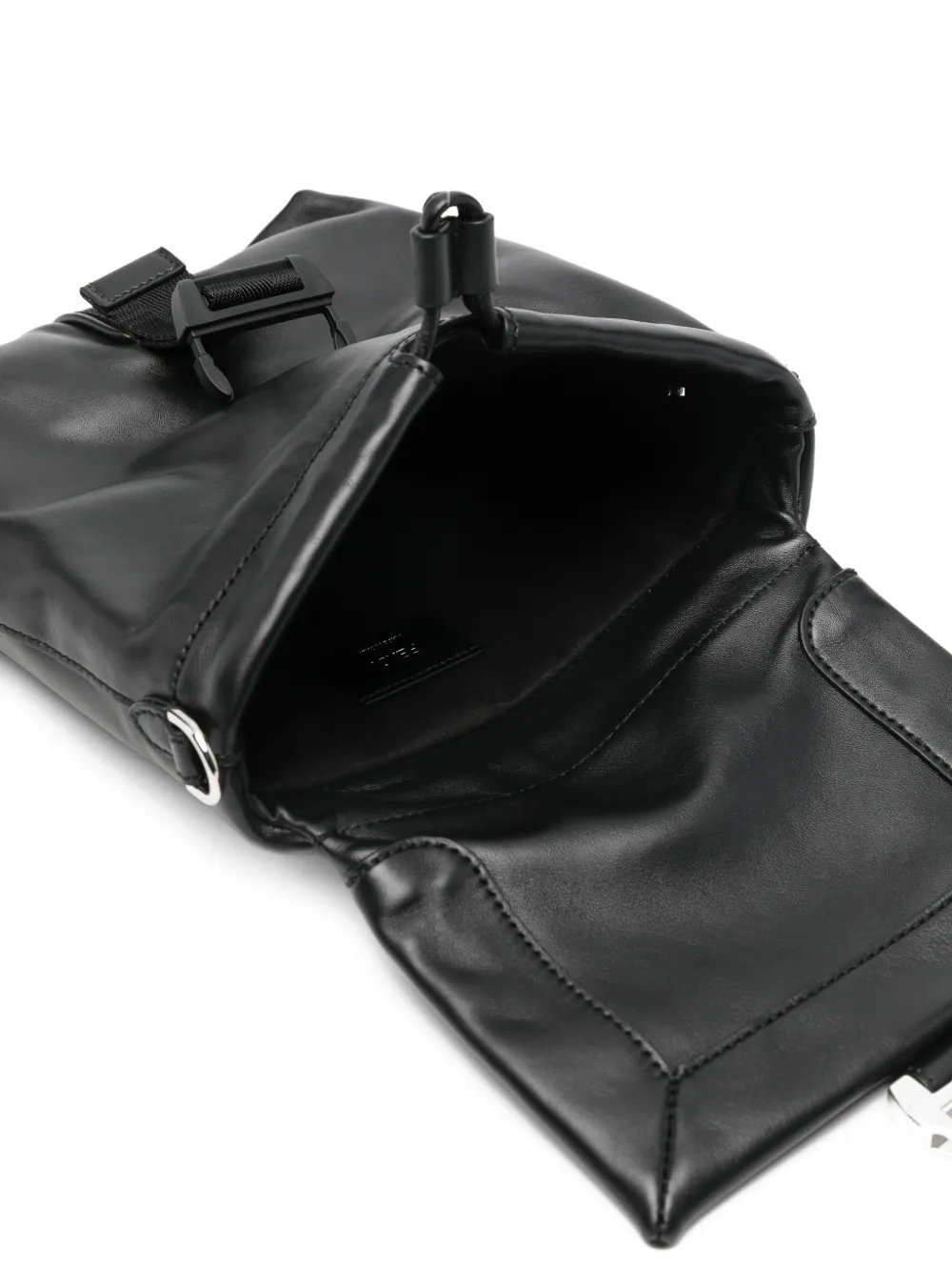 FENDI Flux leren schoudertas met FF-gesp Zwart