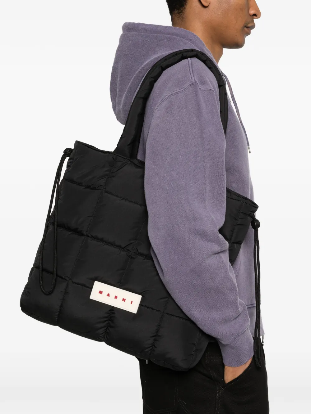 Marni 로고 패딩 토트 백