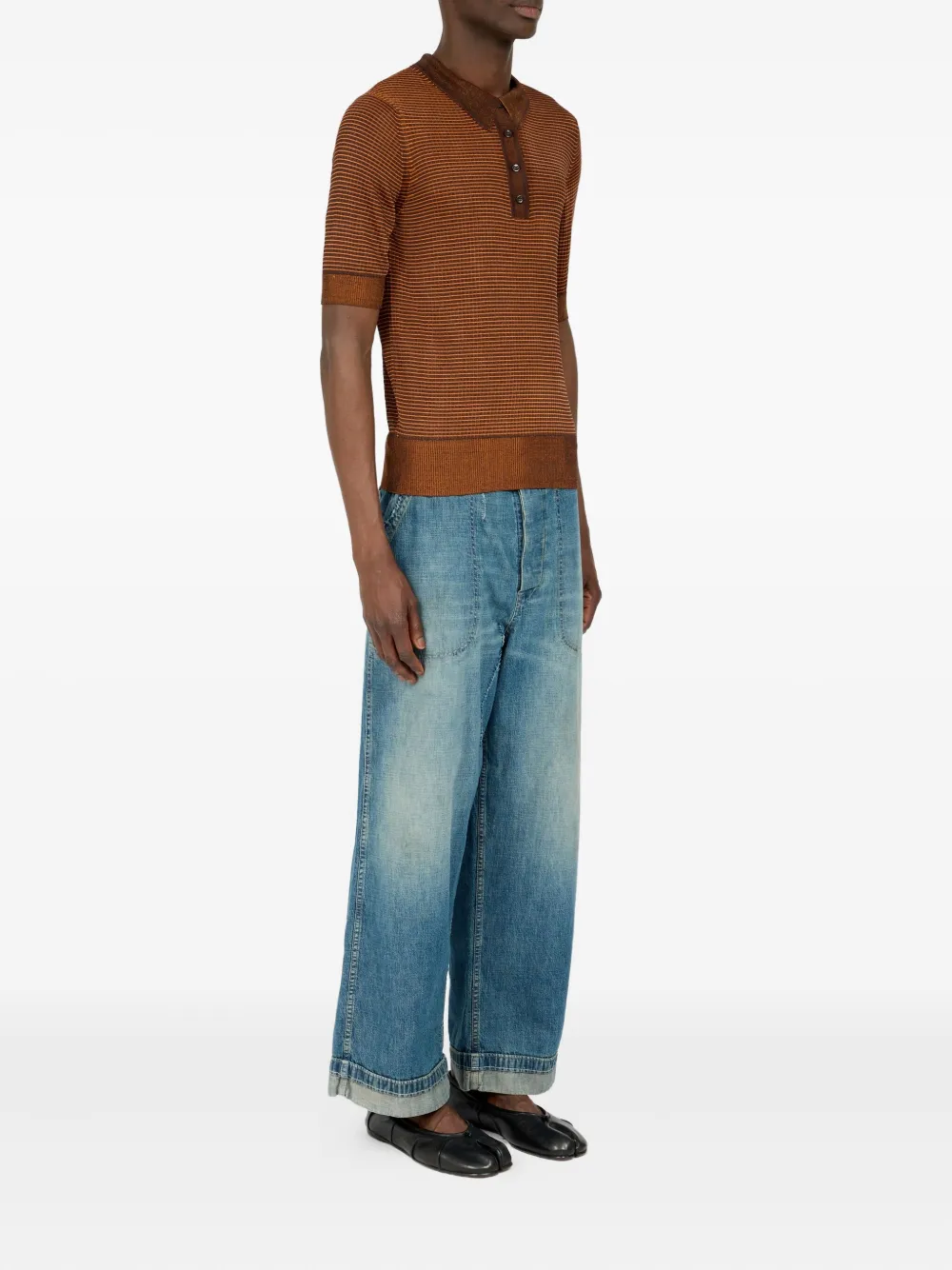 Maison Margiela Gestreept poloshirt Bruin
