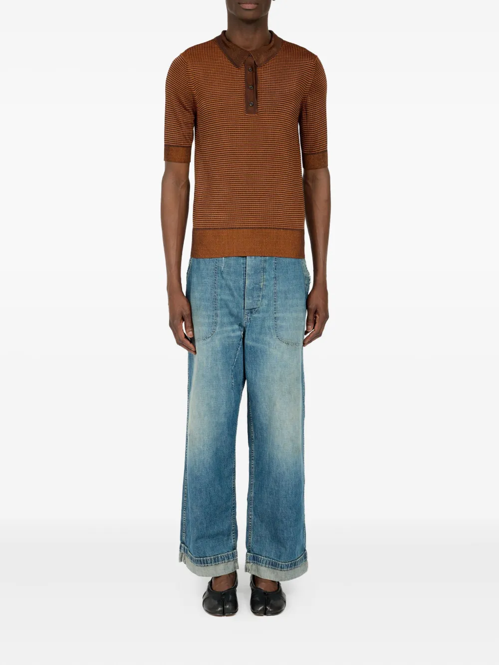 Maison Margiela Gestreept poloshirt - Bruin