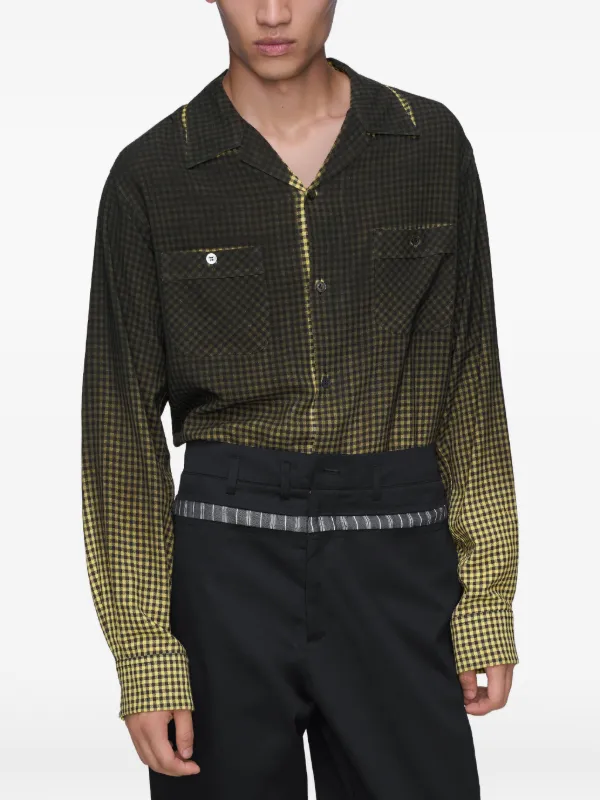 Maison Margiela グラデーション チェック シャツ | ブラック