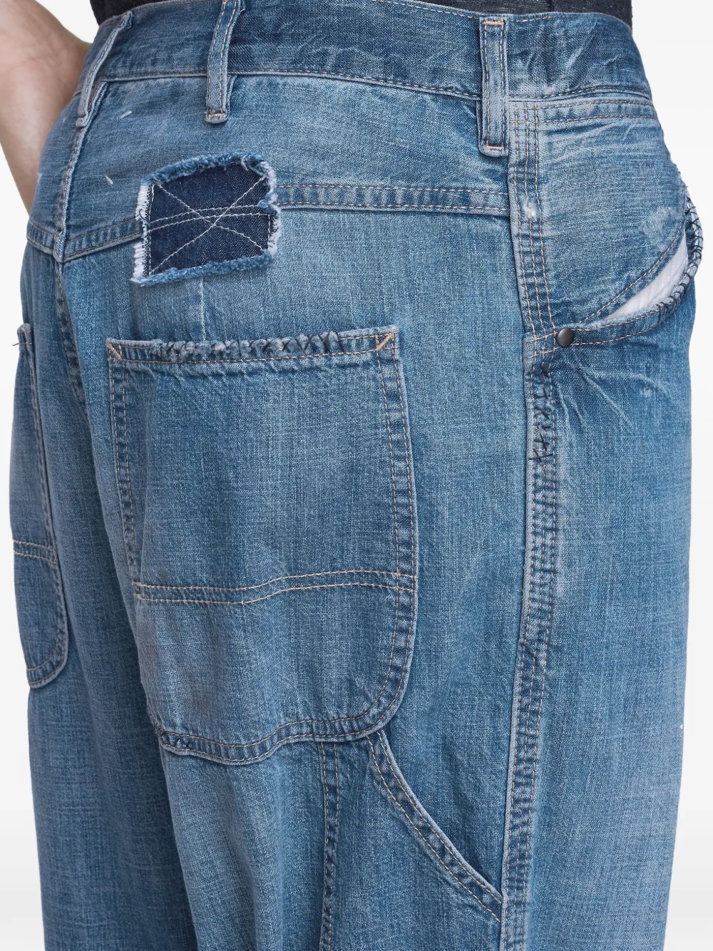 Maison Margiela Jeans met logopatch Blauw