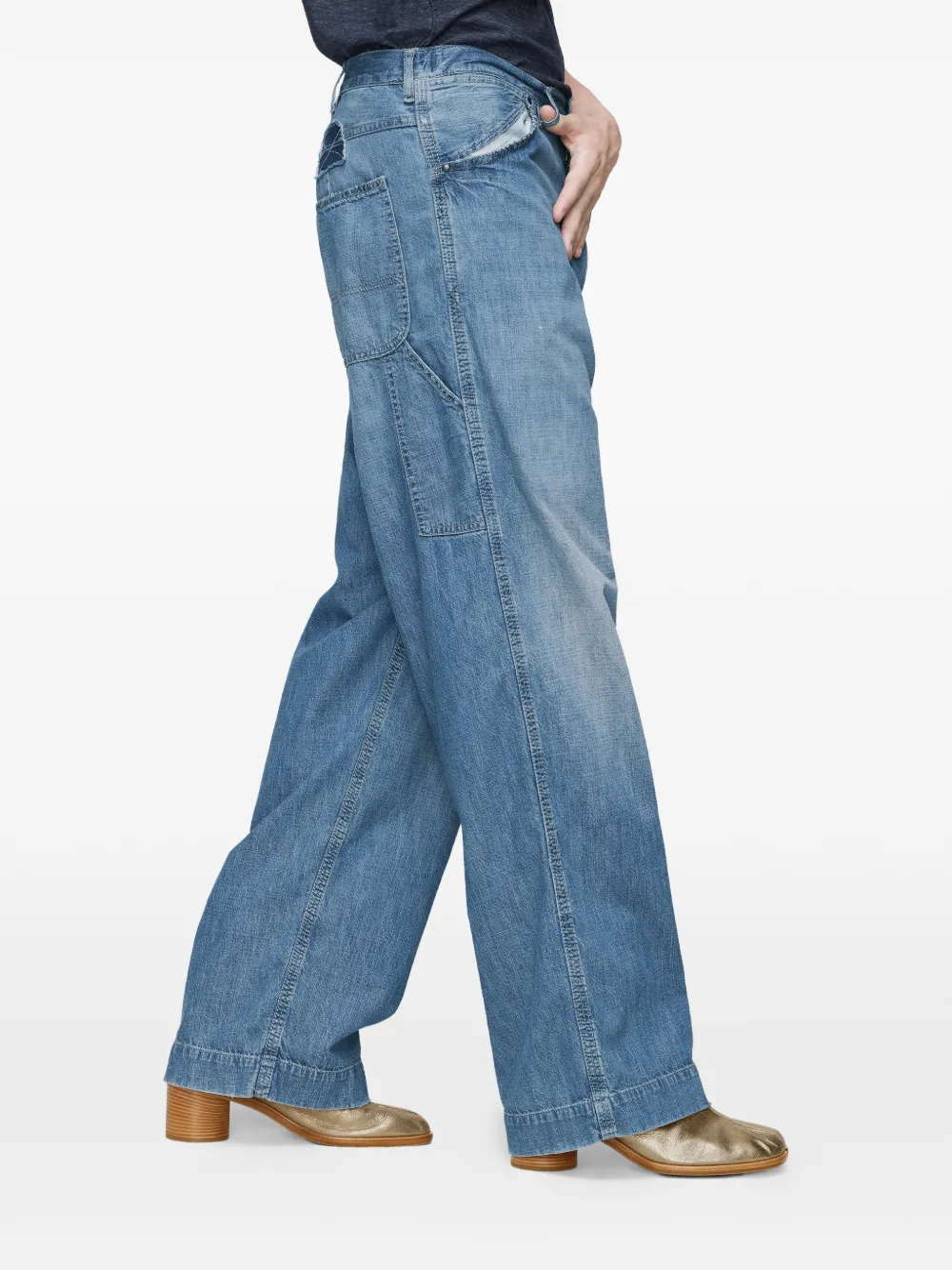Maison Margiela Jeans met logopatch Blauw