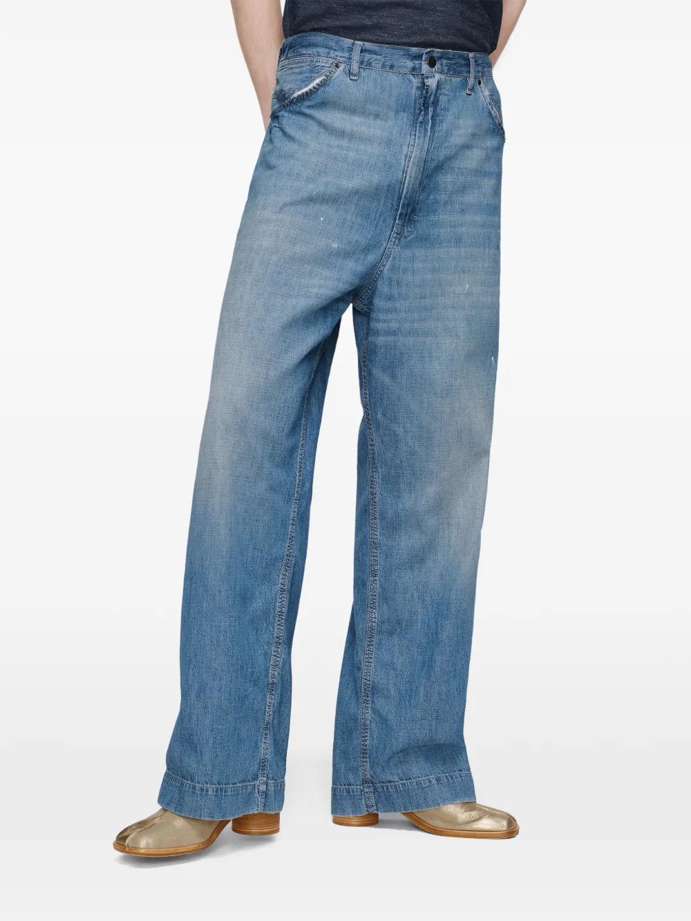 Maison Margiela Jeans met logopatch Blauw