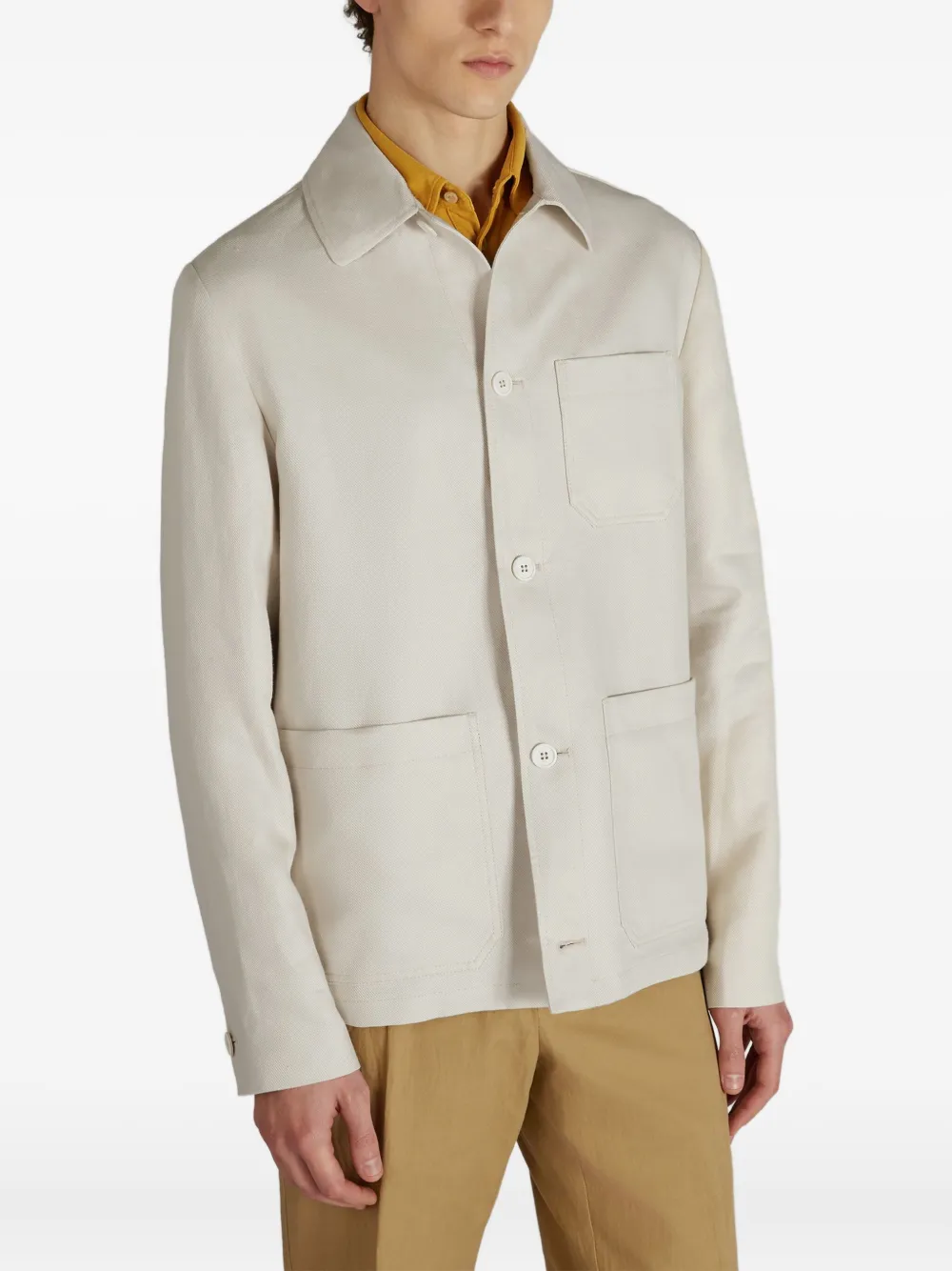 Incotex Shirtjack met opgestikte zak Beige