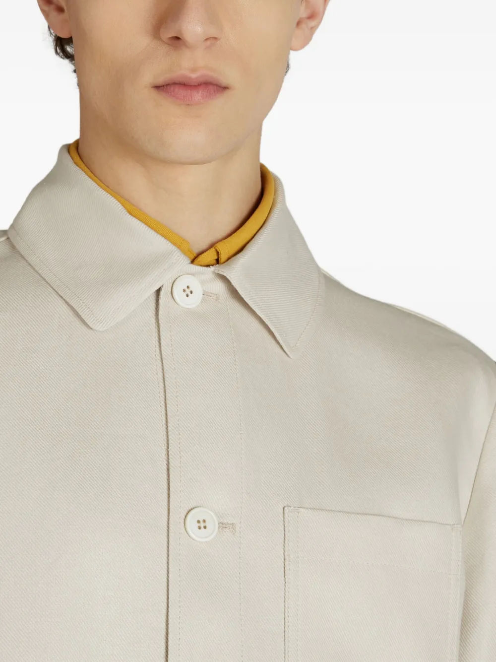 Incotex Shirtjack met opgestikte zak Beige