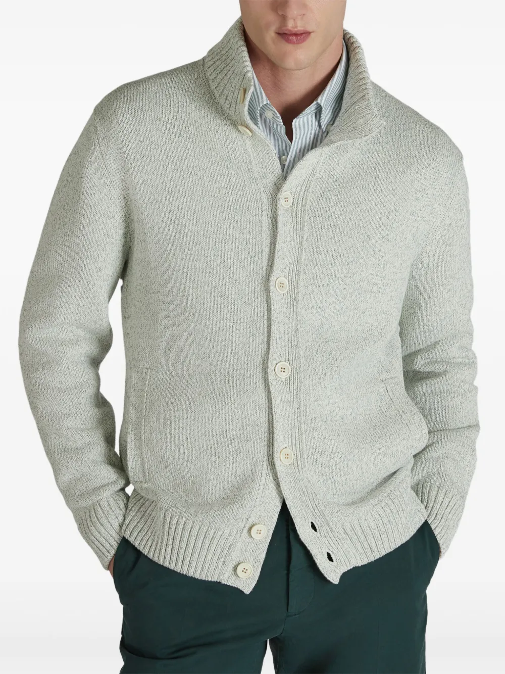 Zanone Katoenen vest met knopen Grijs