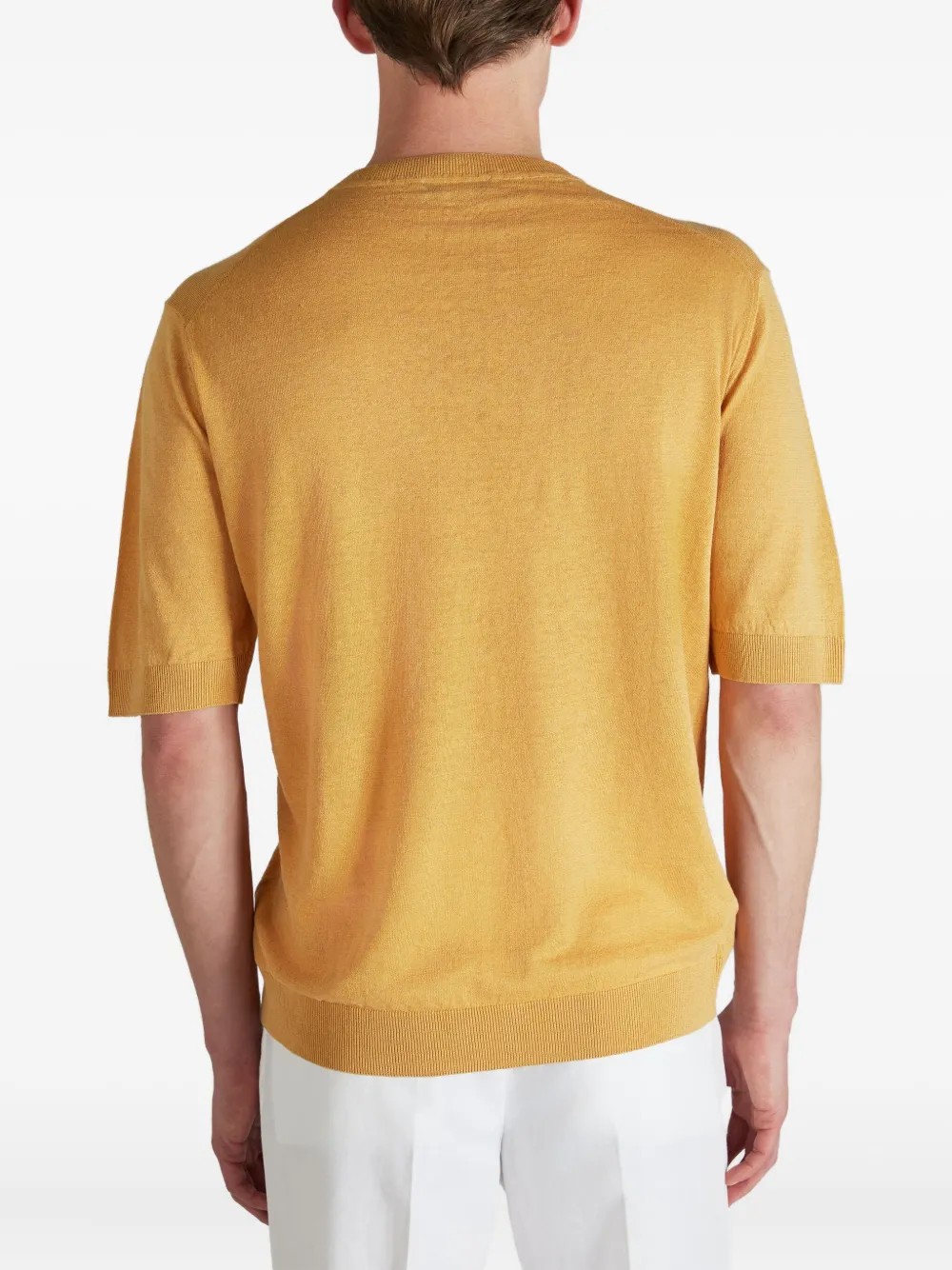 Zanone T-shirt met ronde hals Geel