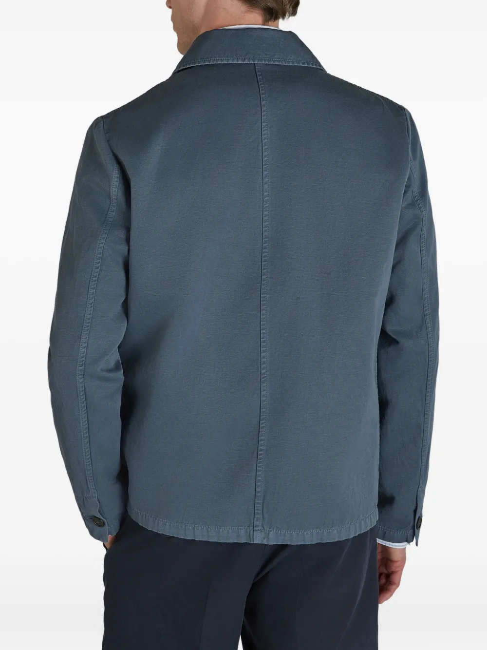 Incotex Linnen shirtjack met knopen Blauw