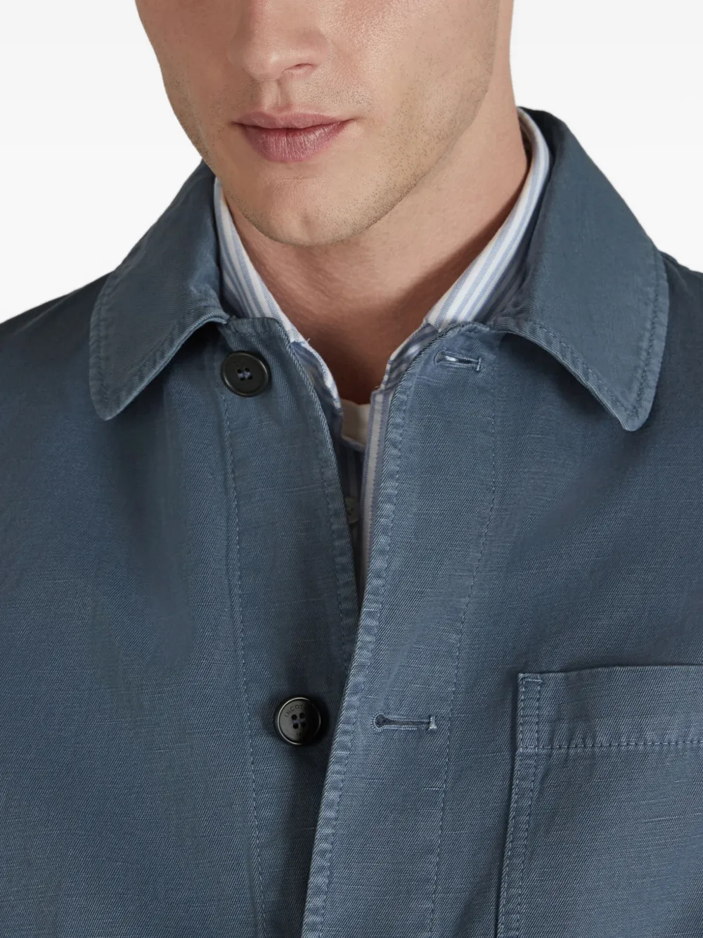 Incotex Linnen shirtjack met knopen Blauw