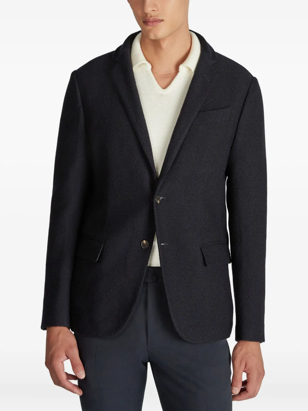 Zanone Wollen blazer met enkele rij knopen Blauw