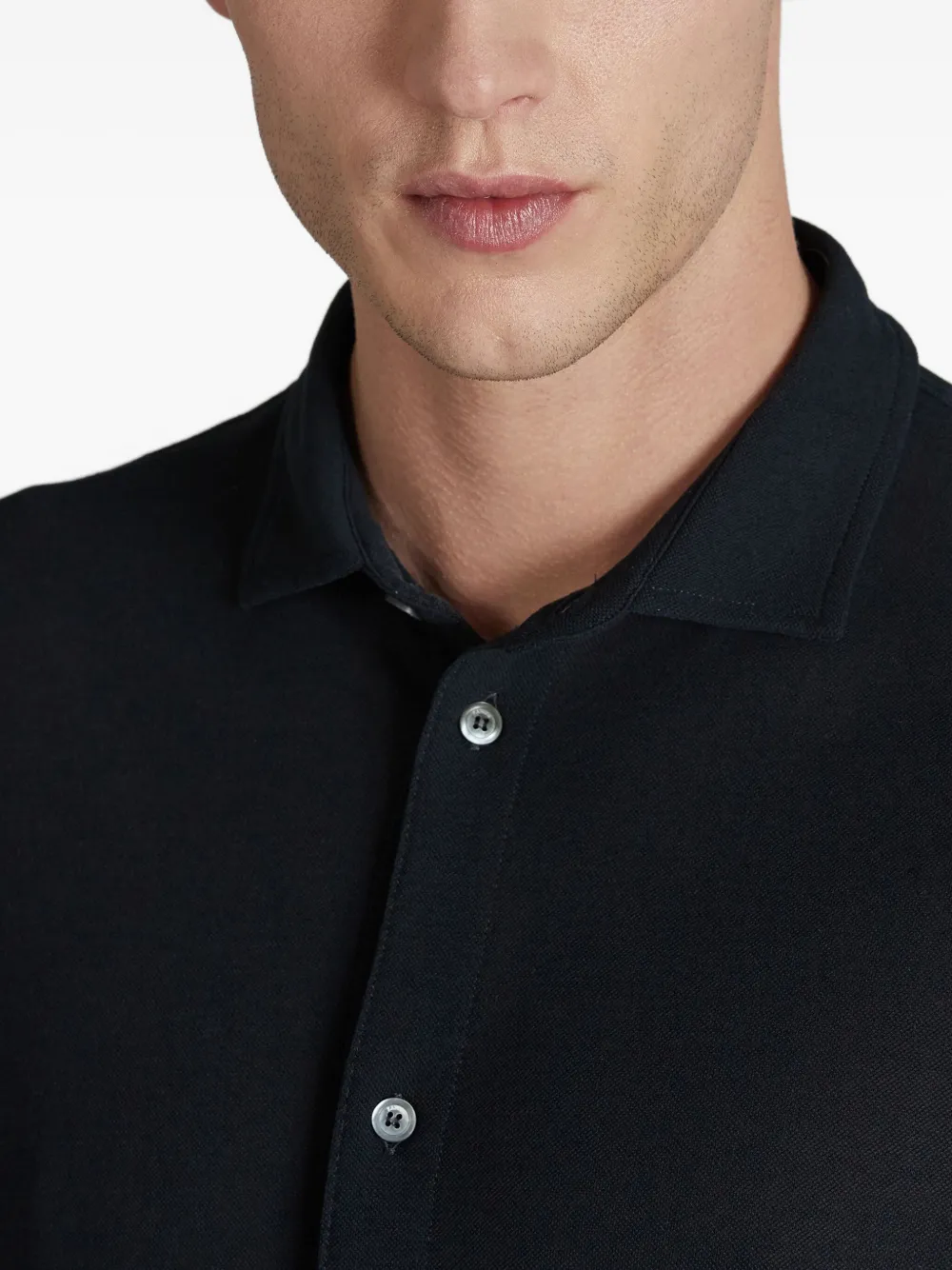 Zanone Piqué overhemd met knopen Blauw