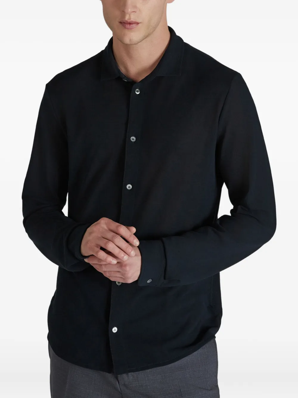 Zanone Piqué overhemd met knopen Blauw