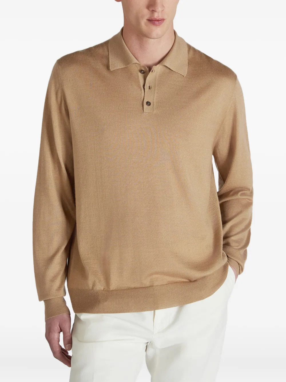 Zanone Poloshirt van kasjmier-zijdeblend Beige