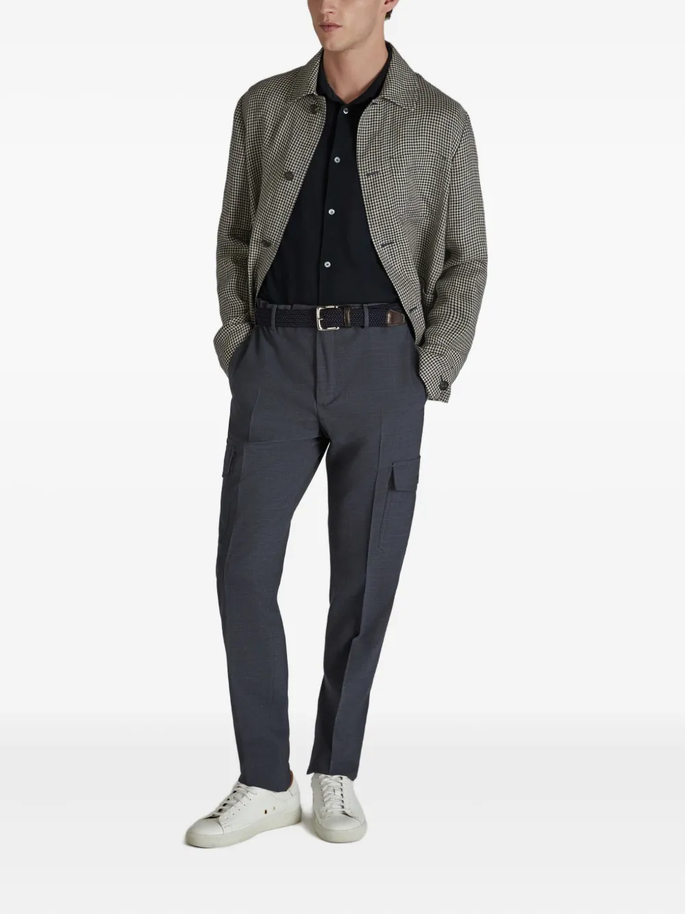 slowear micro-check linen shirt jacket | Shirt Jackets | Image 2