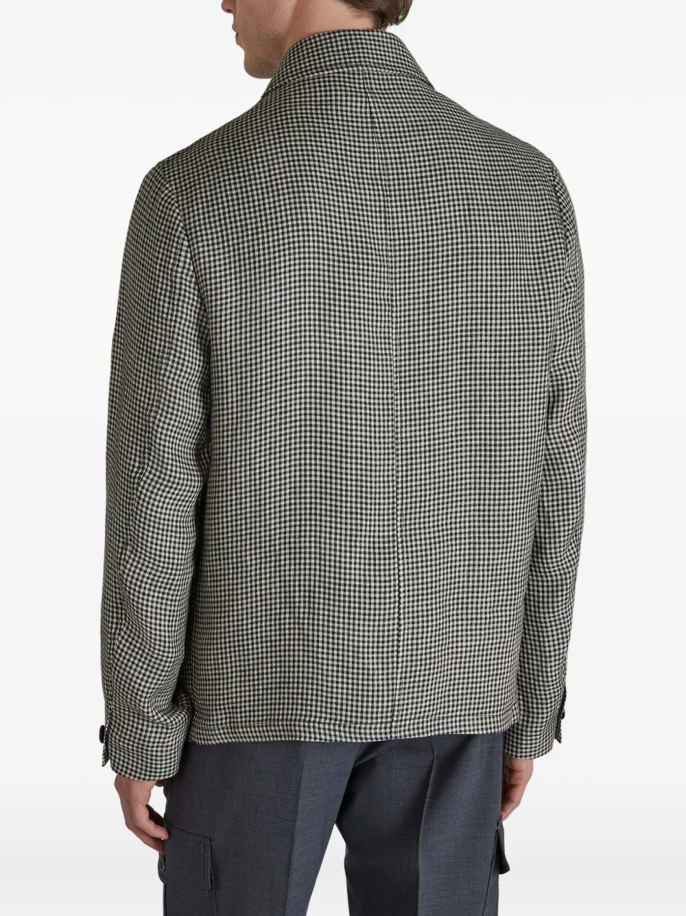slowear Linnen shirtjack met kleine ruiten Blauw