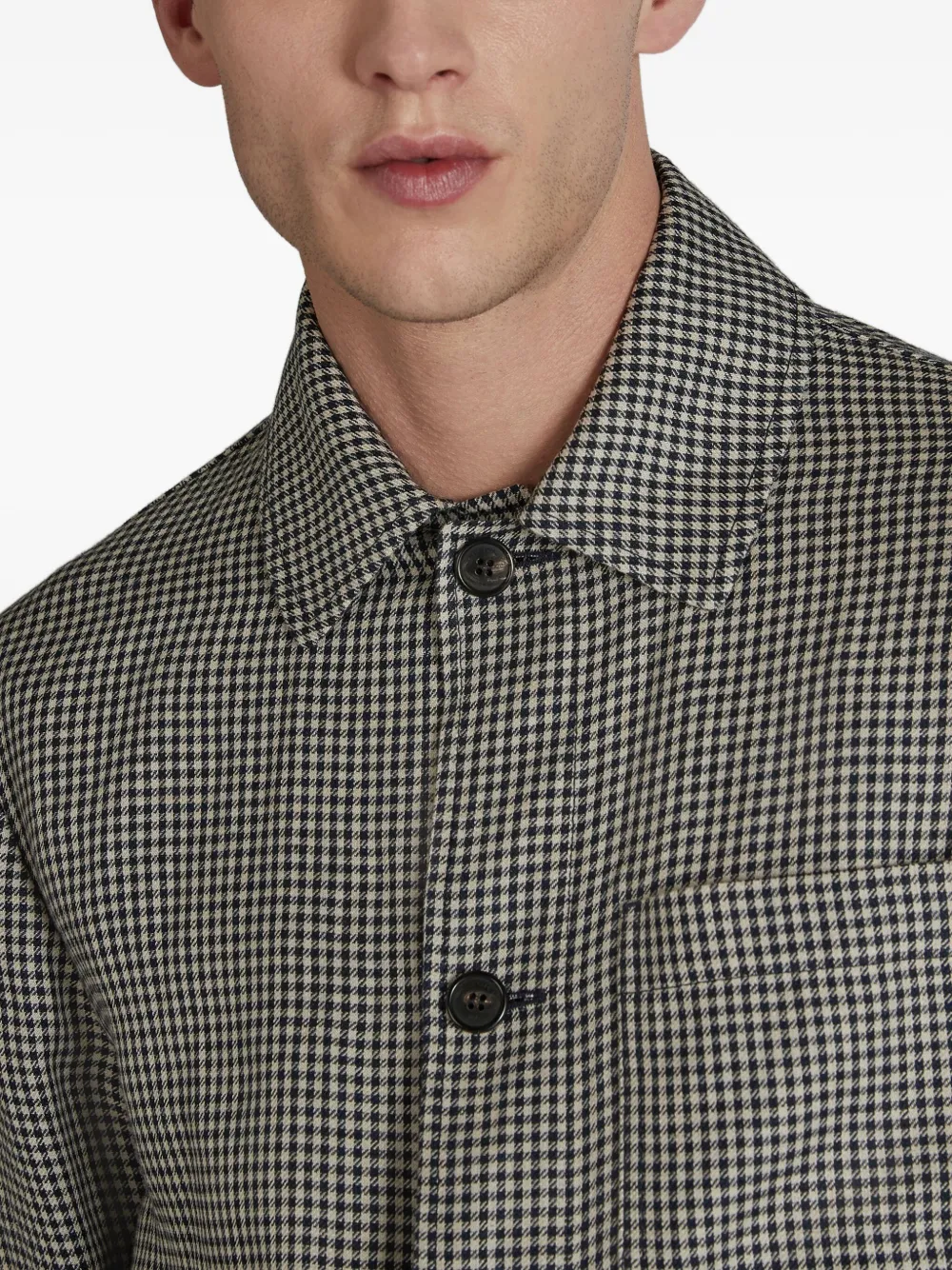 slowear Linnen shirtjack met kleine ruiten Blauw