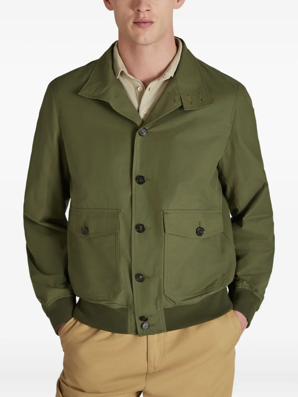 Montedoro Buttoned Cotton Jacket In Green