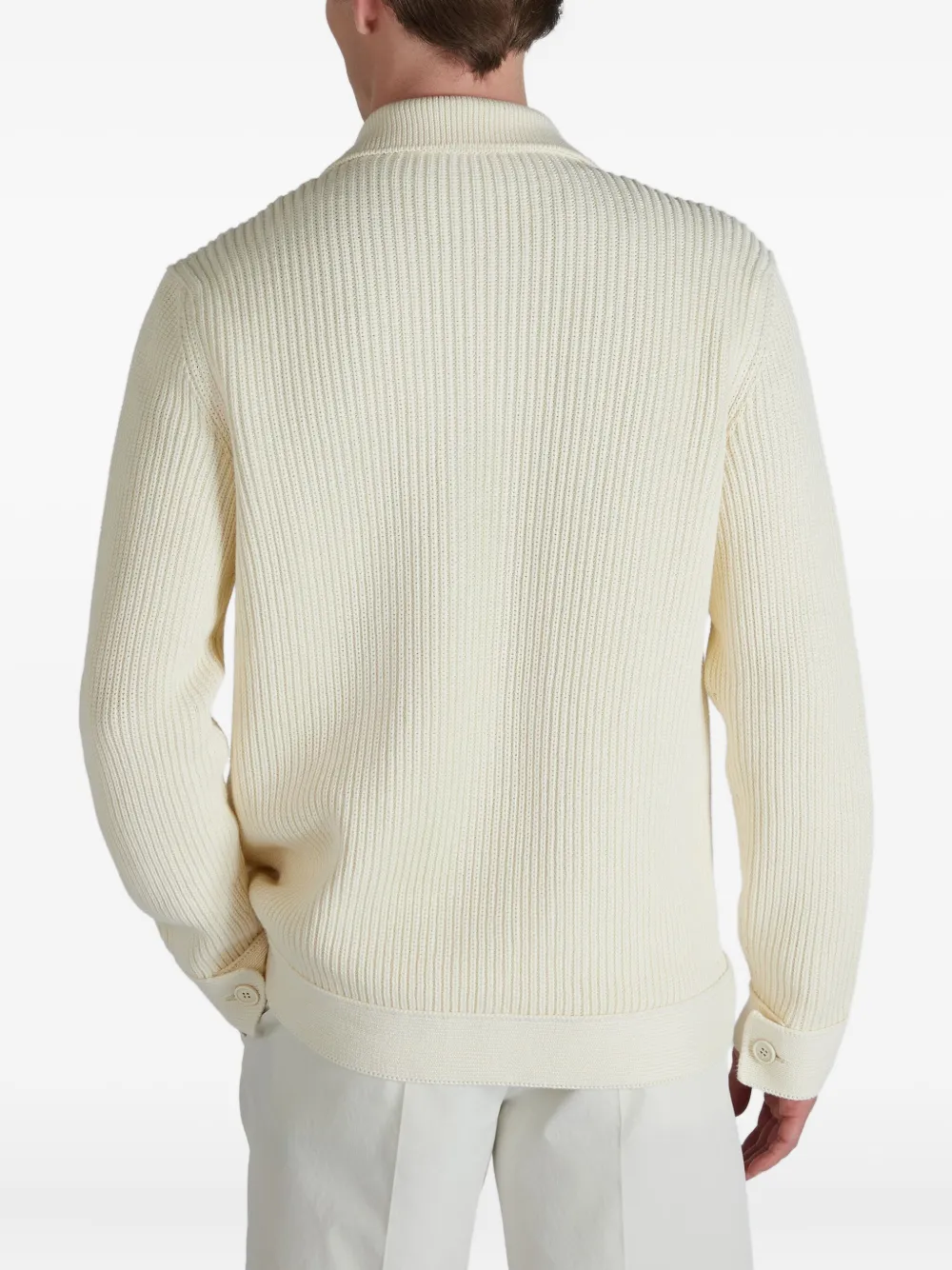 Zanone Geribbeld vest Beige