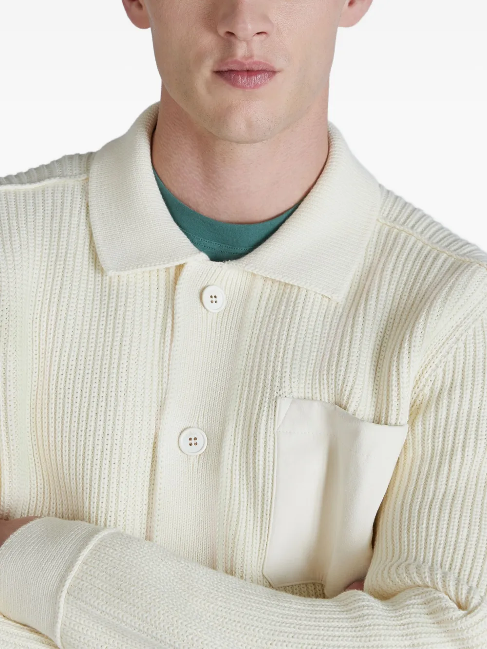 Zanone Geribbeld vest Beige