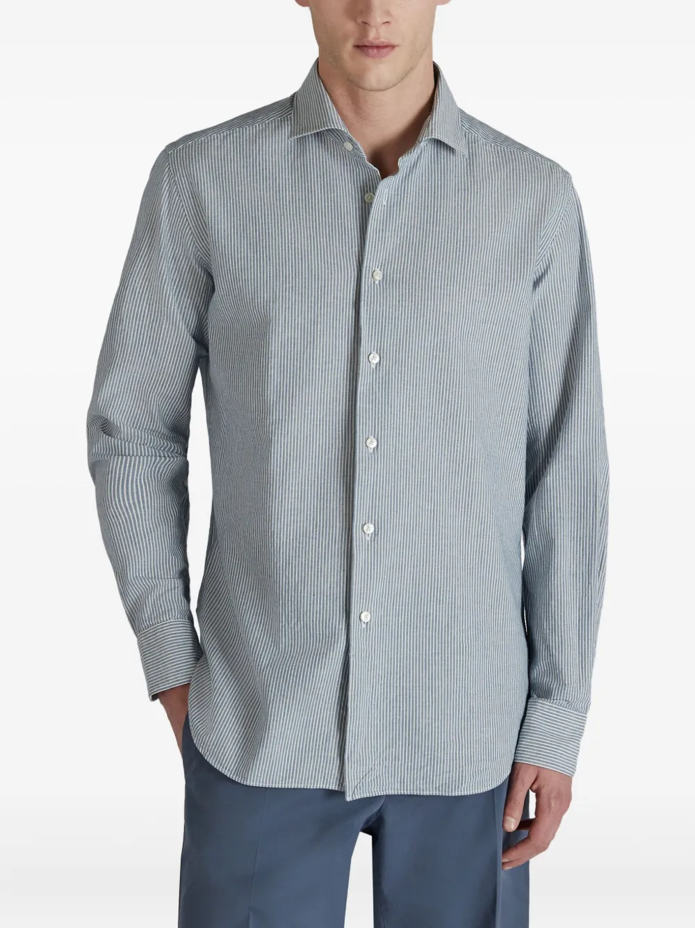 Glanshirt Striped Cotton Shirt In Blue