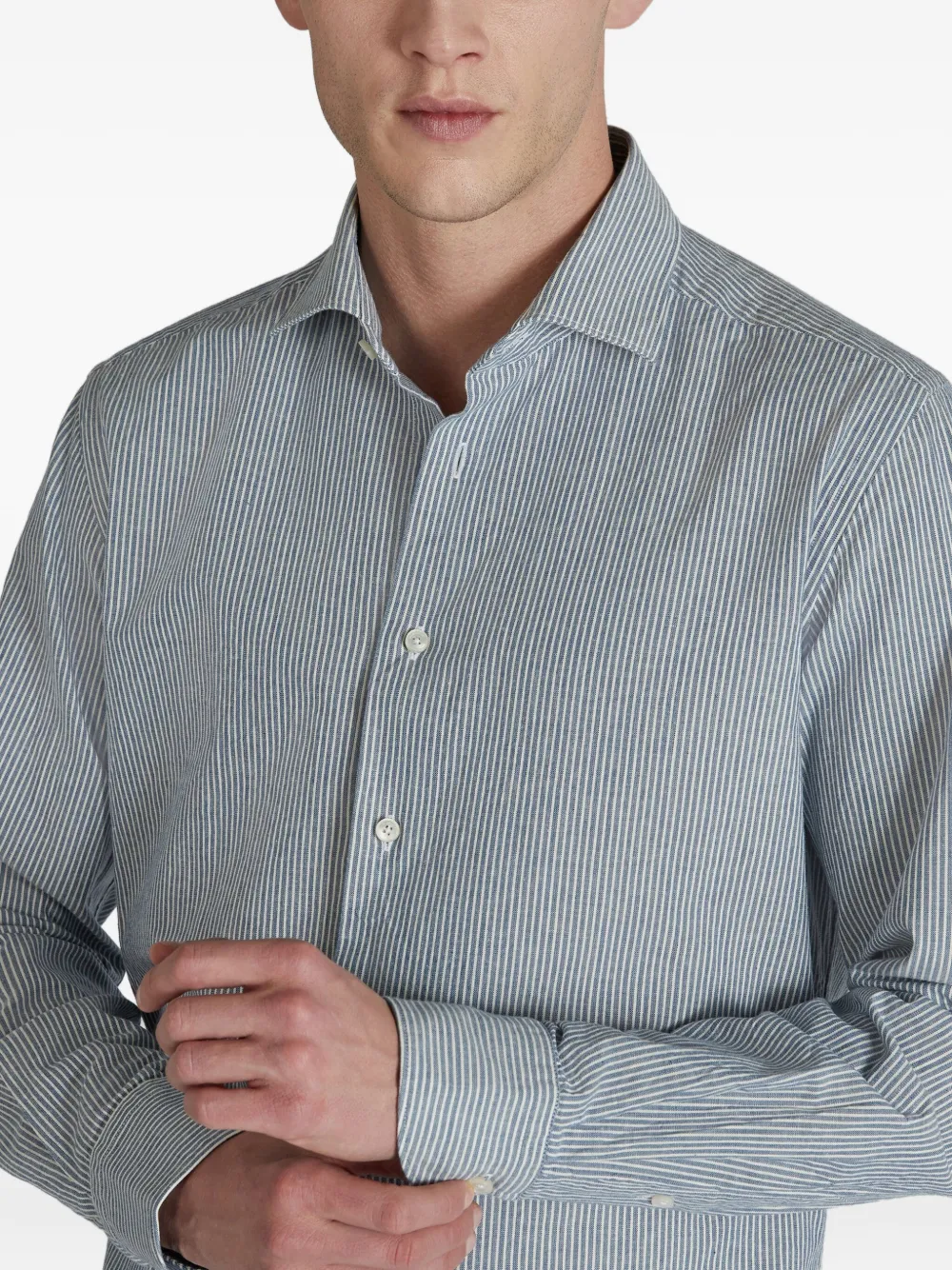 Glanshirt Striped Cotton Shirt In Blue