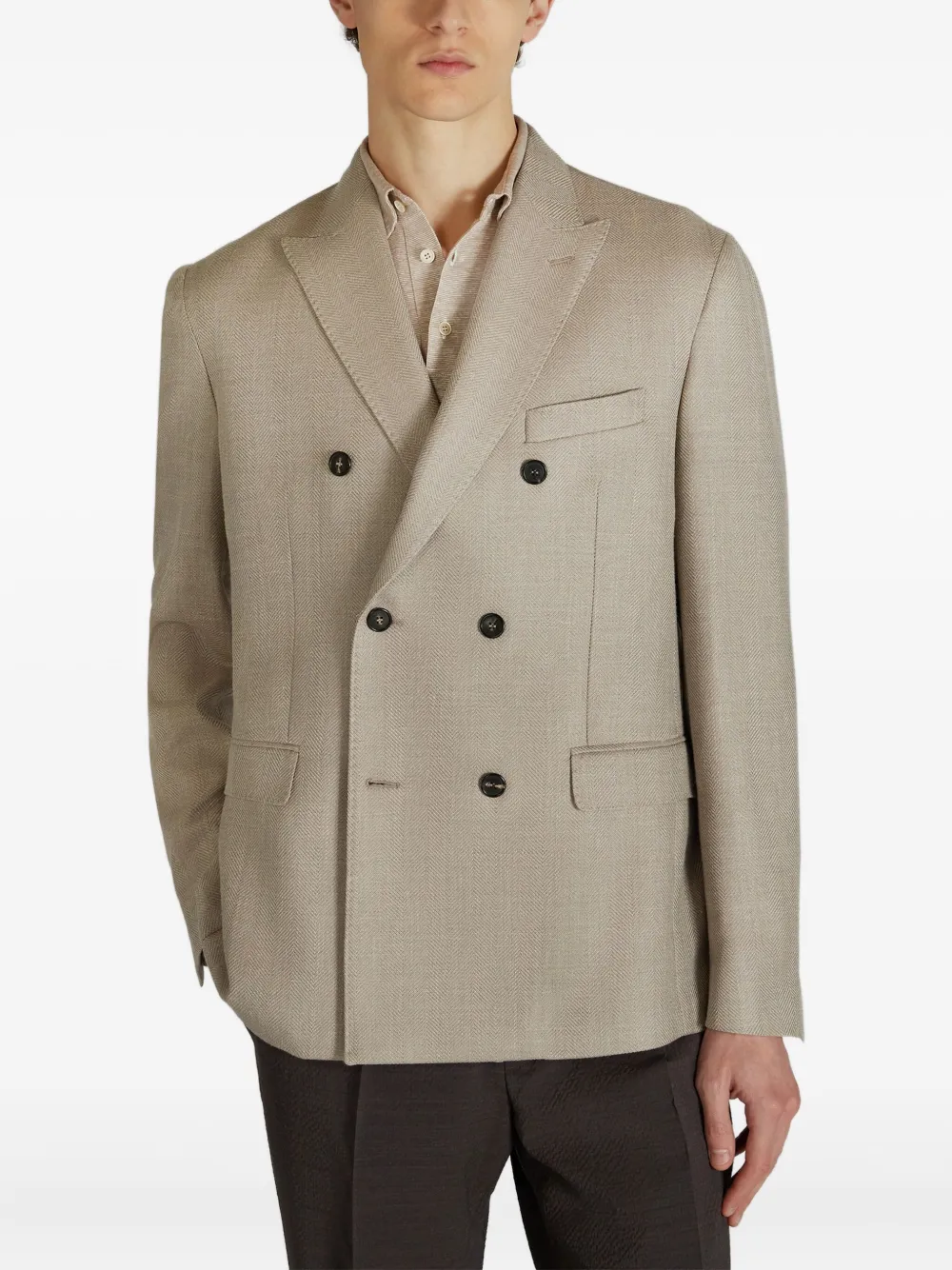 Incotex Blazer met dubbele rij knopen Beige