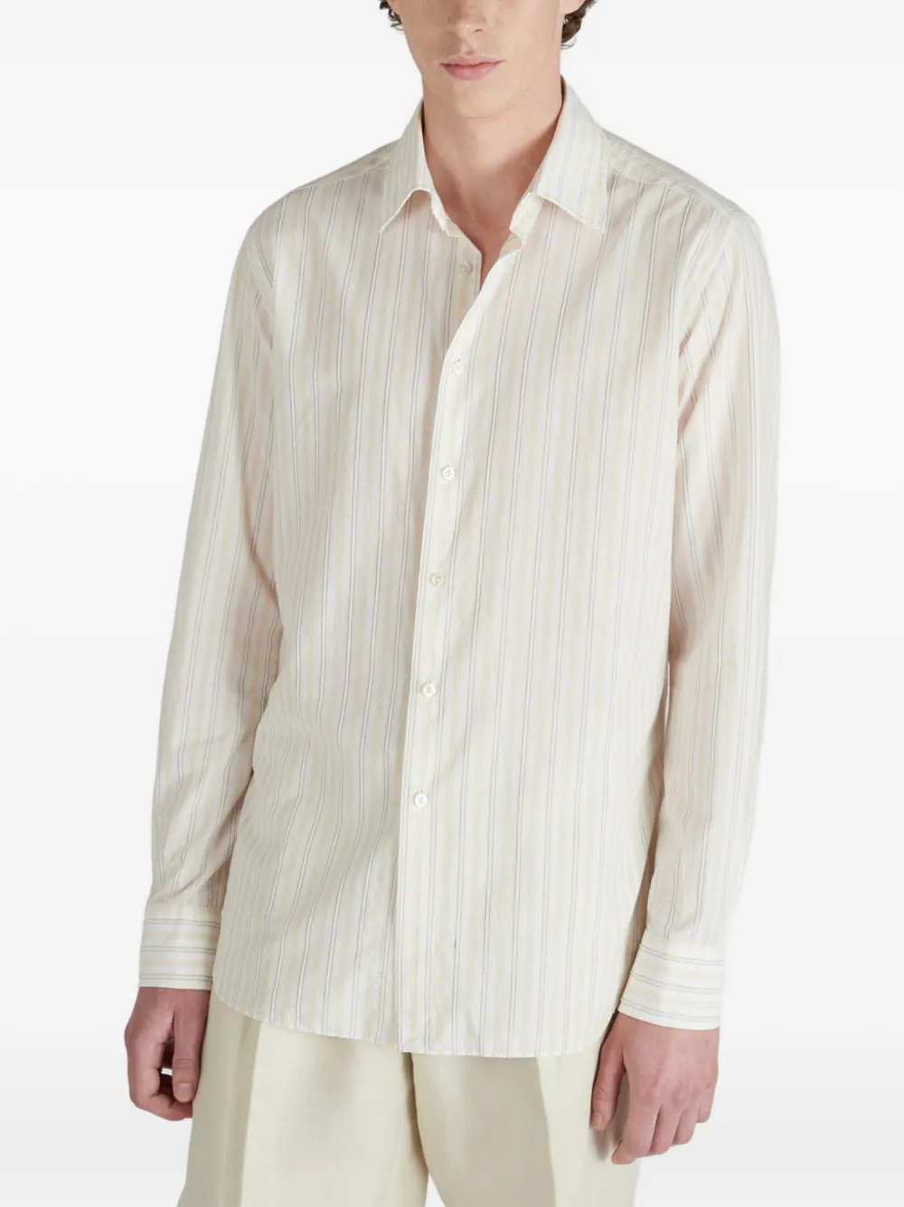 Glanshirt Striped Cotton Shirt In Neutral