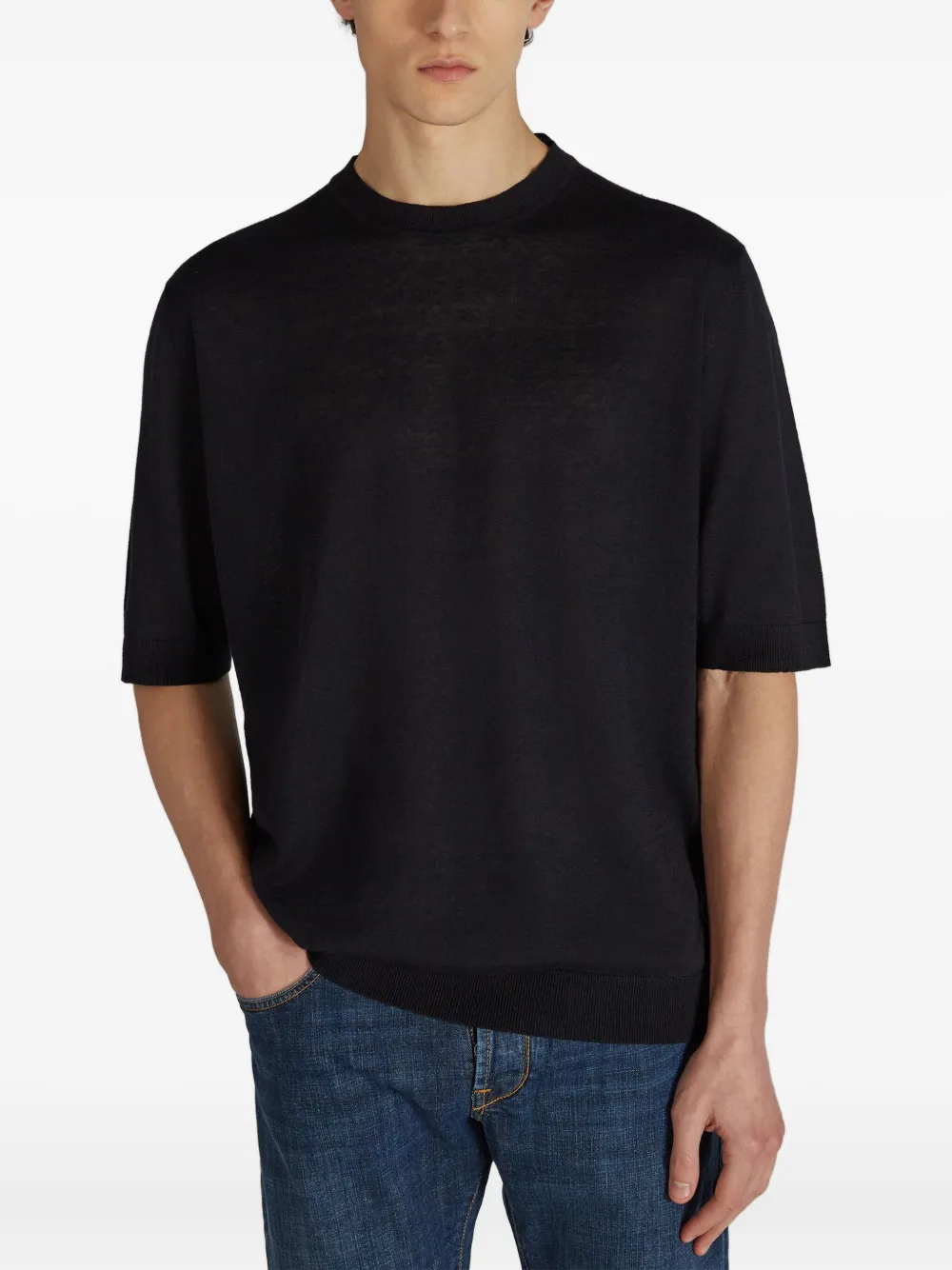 Zanone T-shirt met ronde hals Blauw