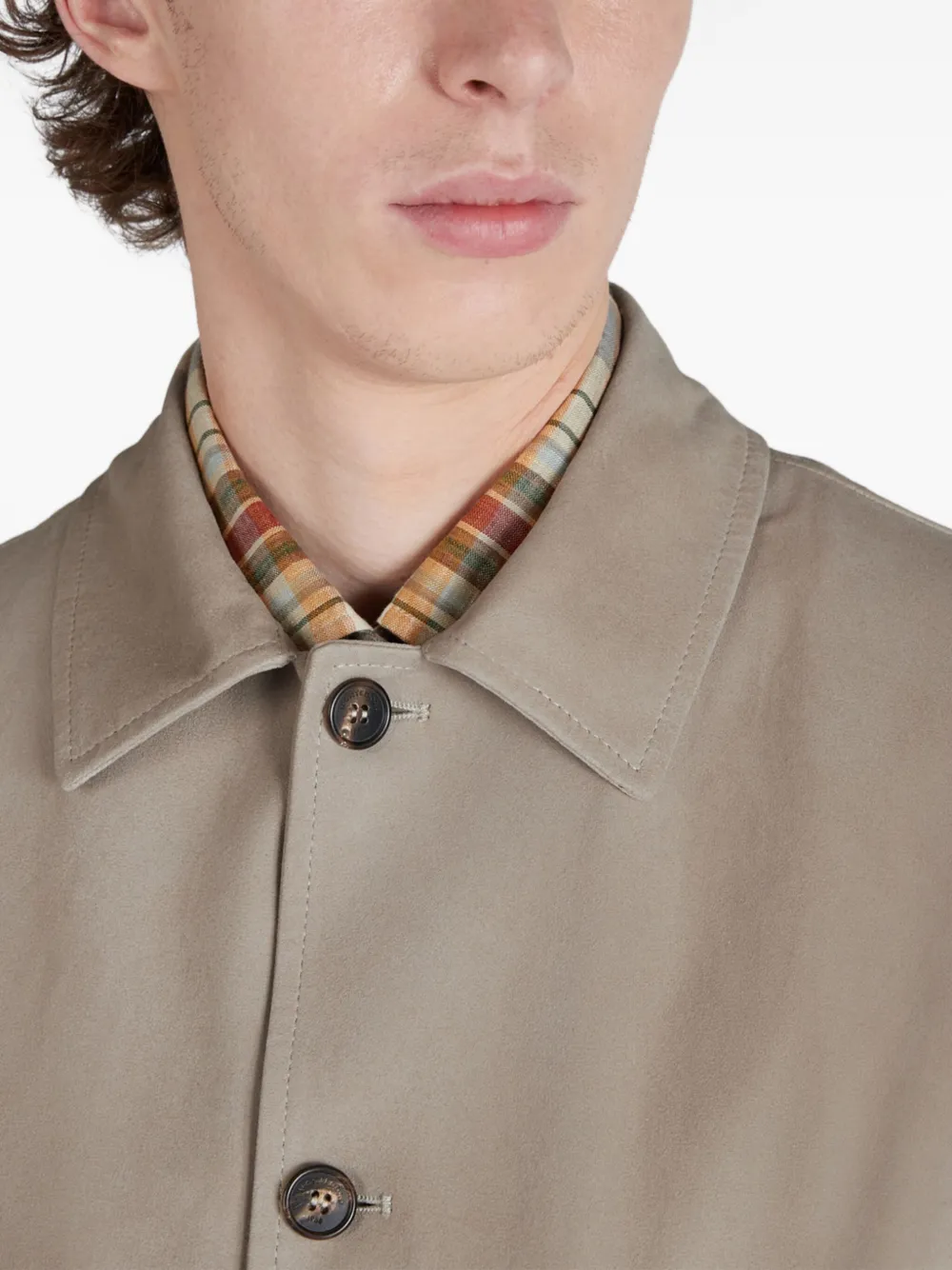 Montedoro Buttoned Suede Leather Jacket In Brown