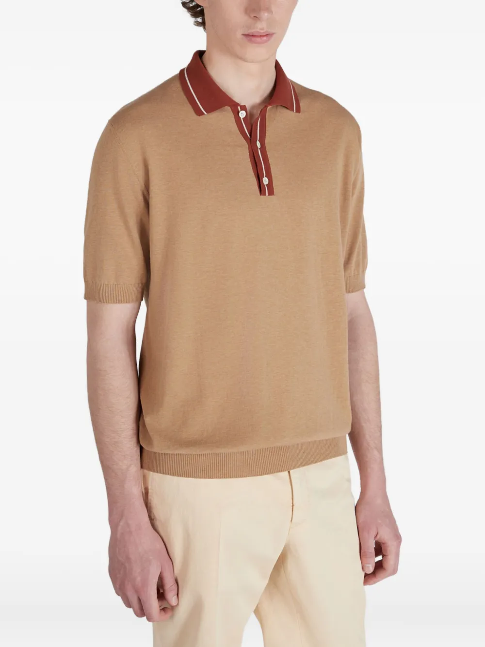 Zanone Poloshirt met contrasterende kraag Beige