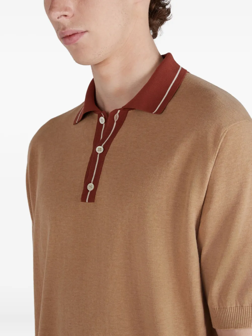 Zanone Poloshirt met contrasterende kraag Beige