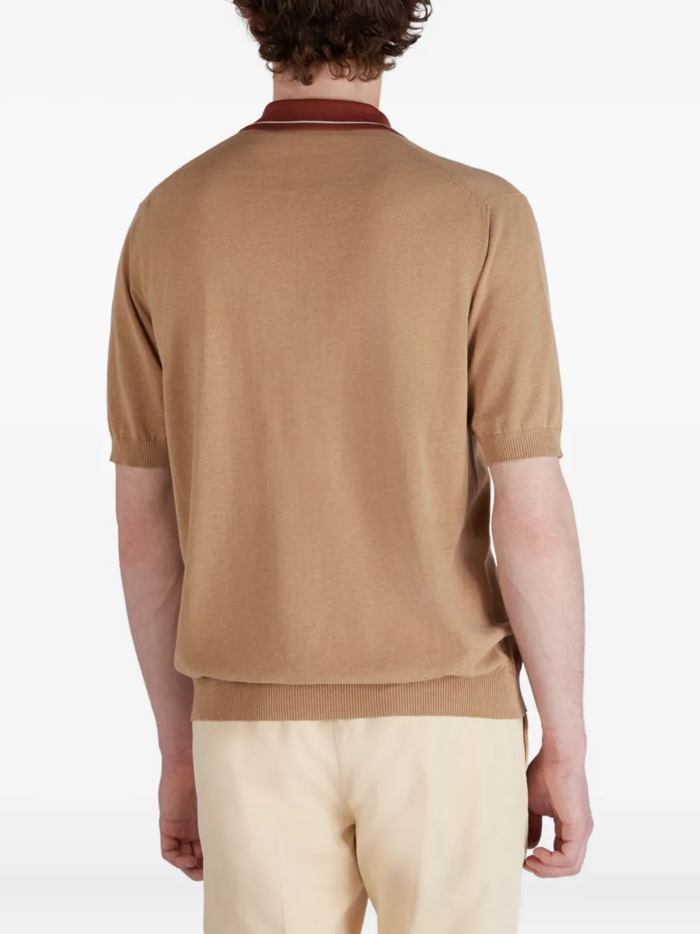 Zanone Poloshirt met contrasterende kraag Beige
