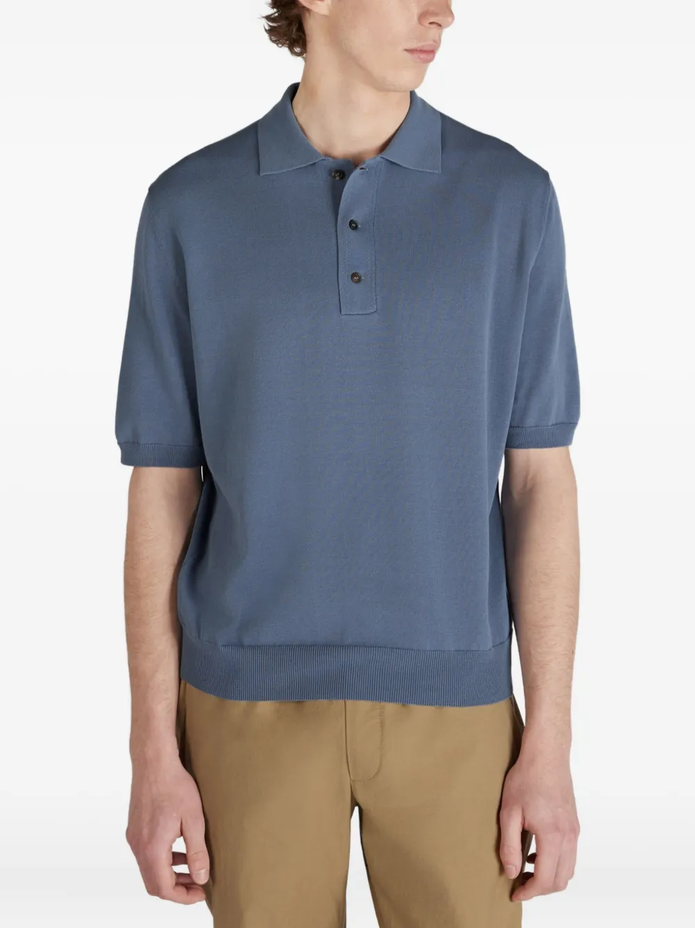 Zanone Crêpe katoenen poloshirt Blauw
