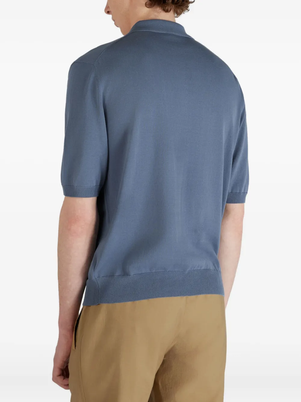 Zanone Crêpe katoenen poloshirt Blauw