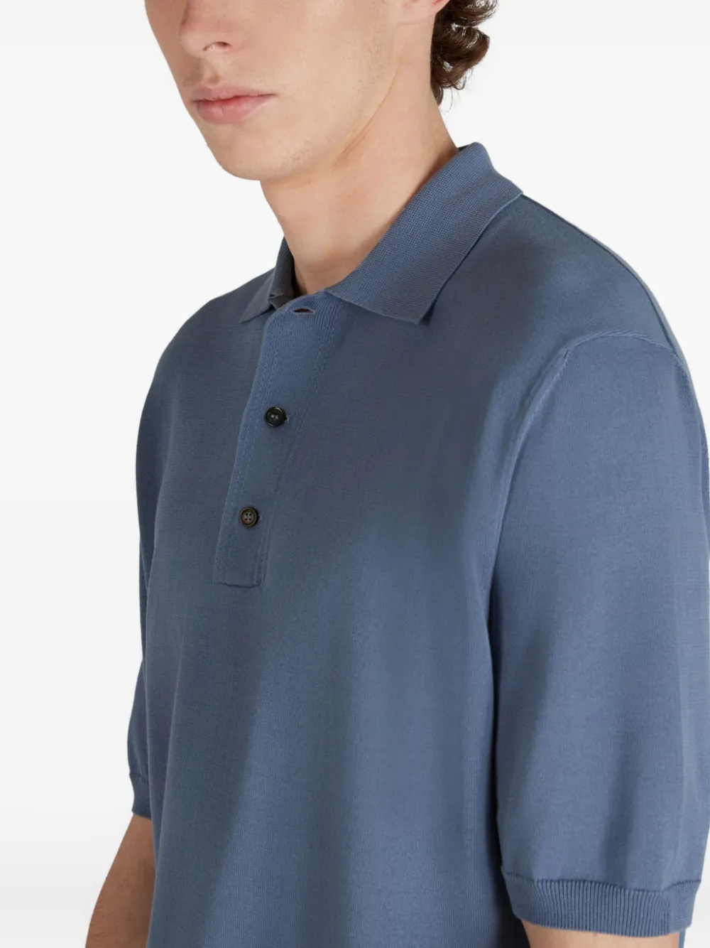 Zanone Crêpe katoenen poloshirt Blauw
