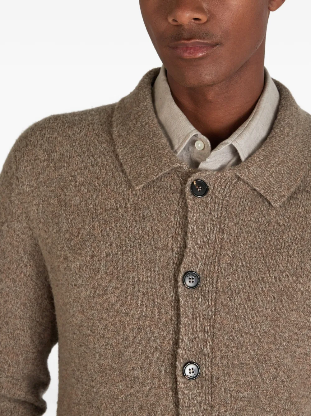 Zanone Bouclé vest Bruin