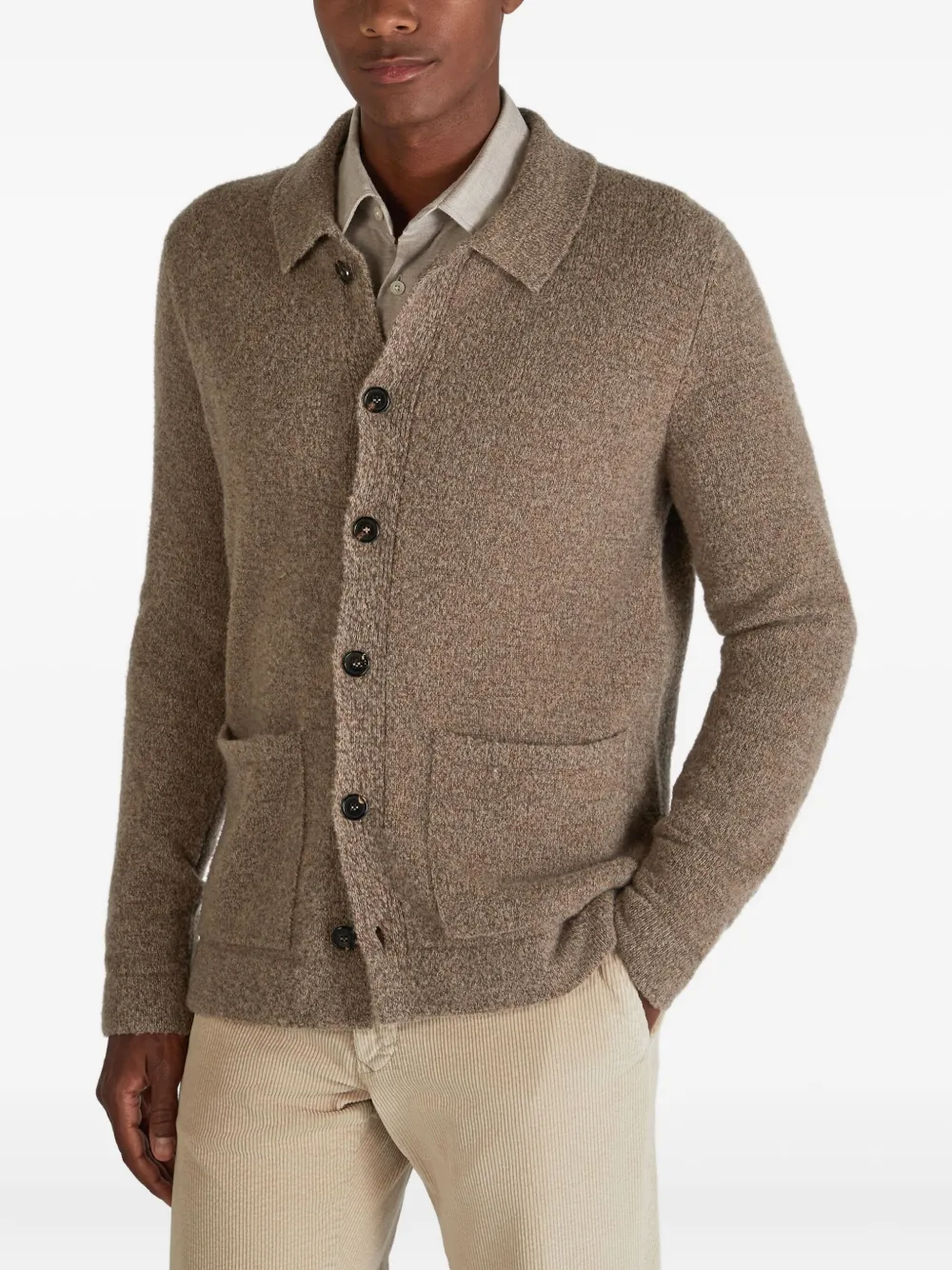 Zanone Bouclé vest Bruin