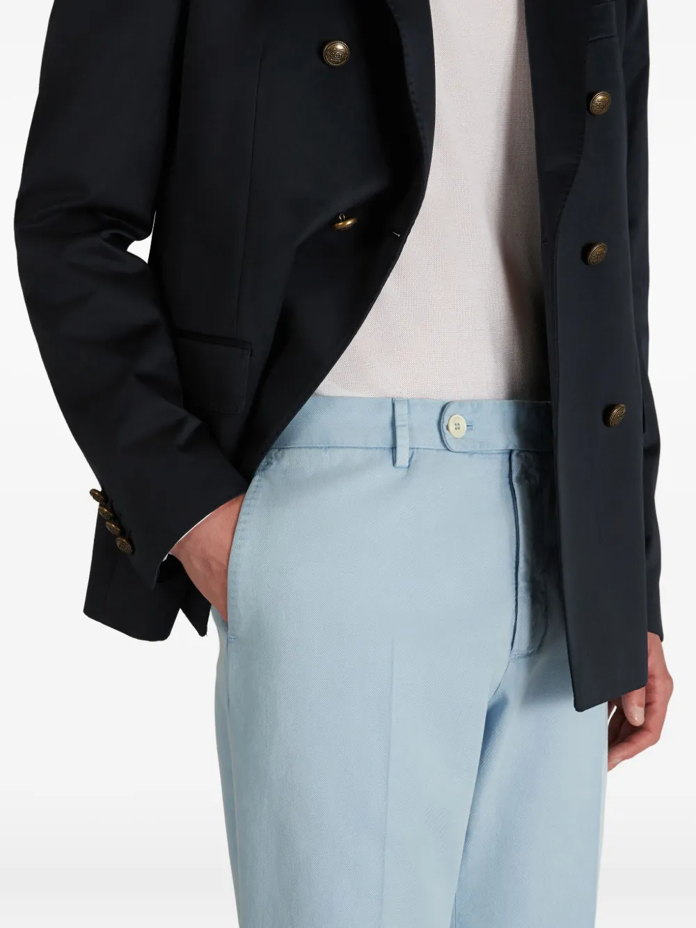 slowear Katoenen broek met paspelzakken Blauw