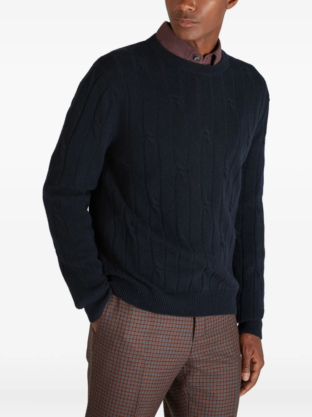 Zanone Kabelgebreide trui Blauw