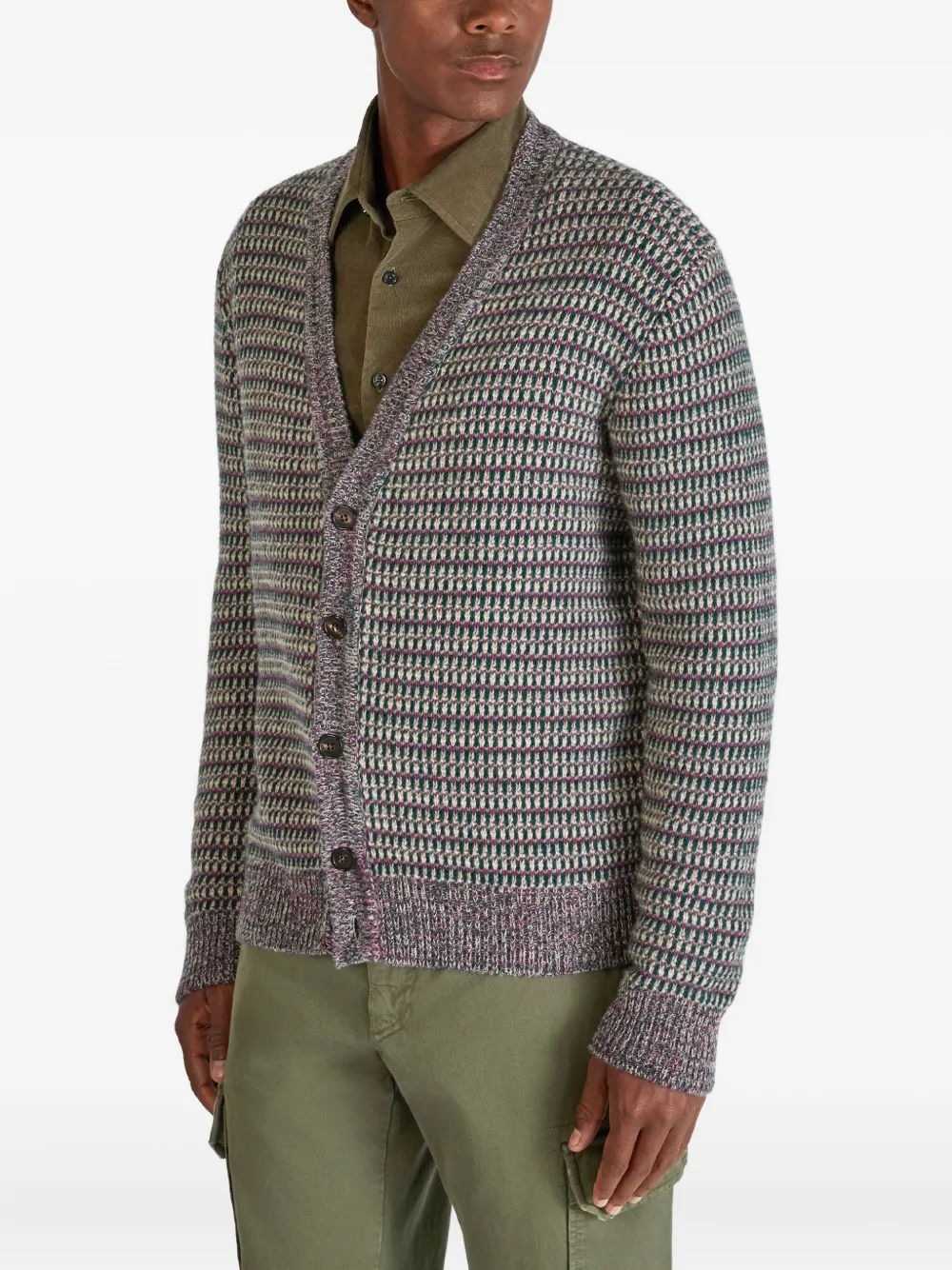 Zanone Vest met knopen en patroon Grijs