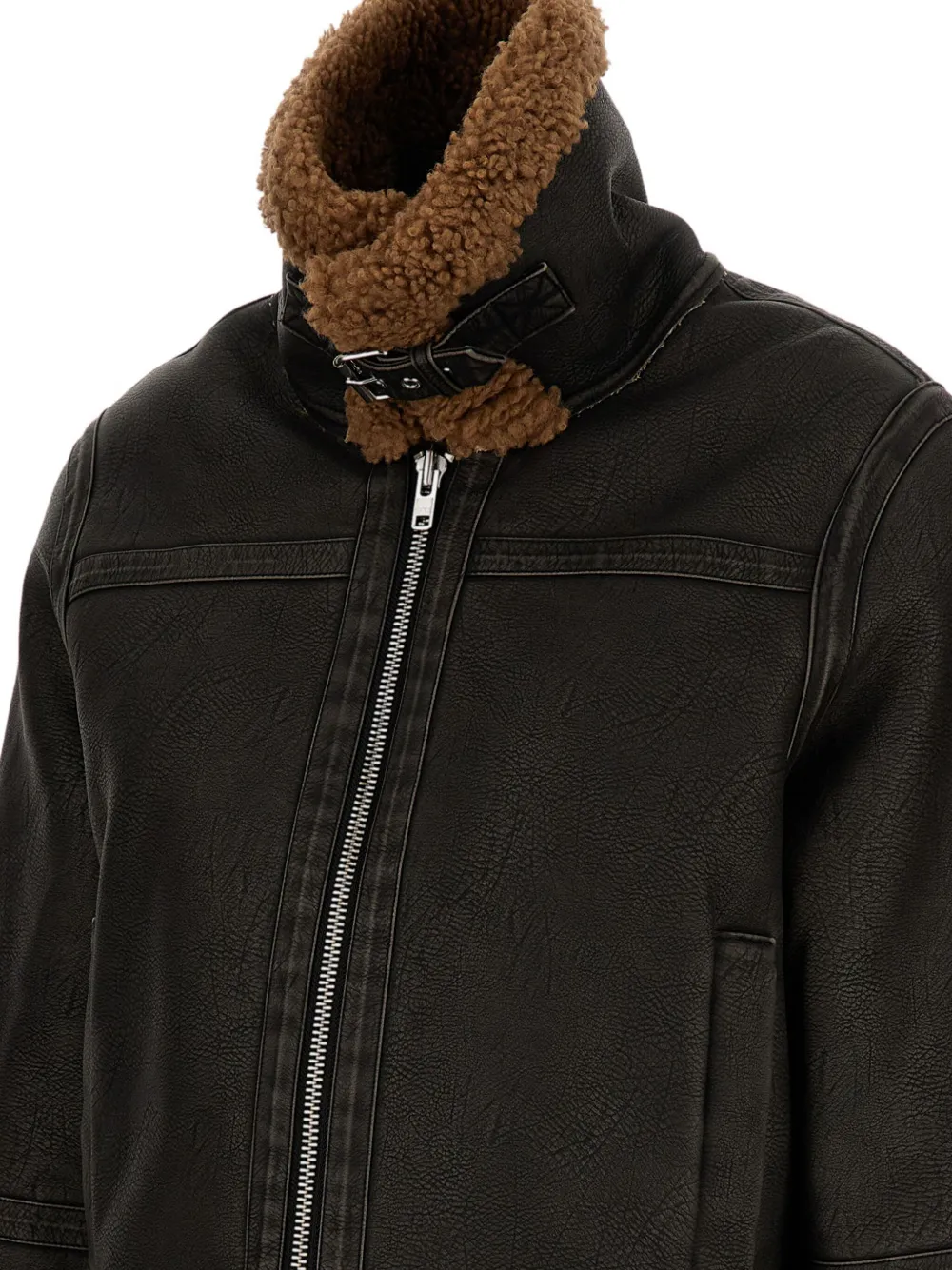 Stand Studio Shearling-trimmed Faux-fur Jacket In Metallic